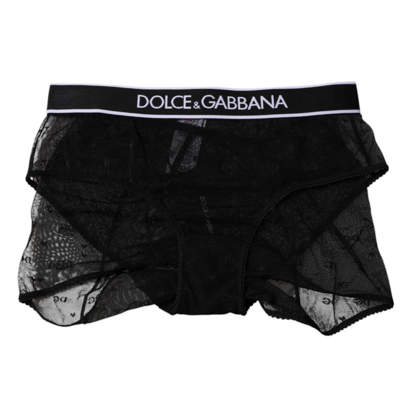 Black Tulle Nylon Mid Waist Panty Underwear