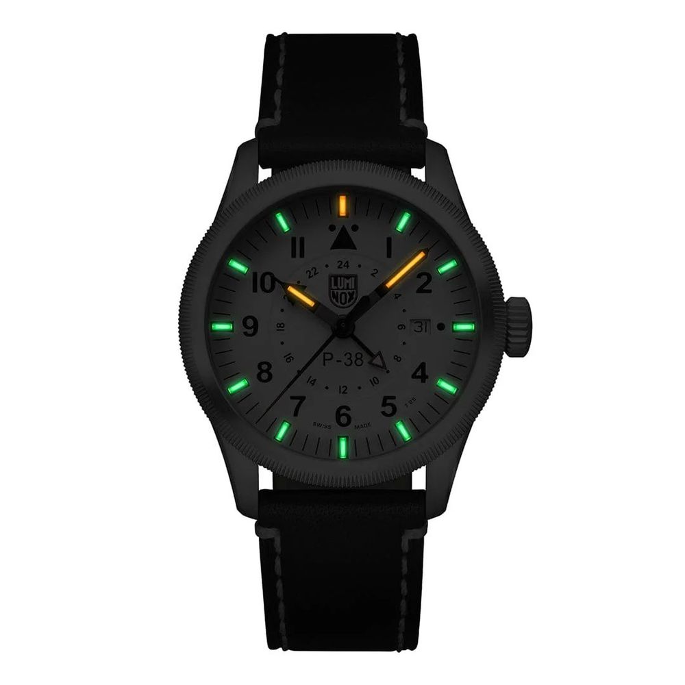 Schwarze Lederuhr