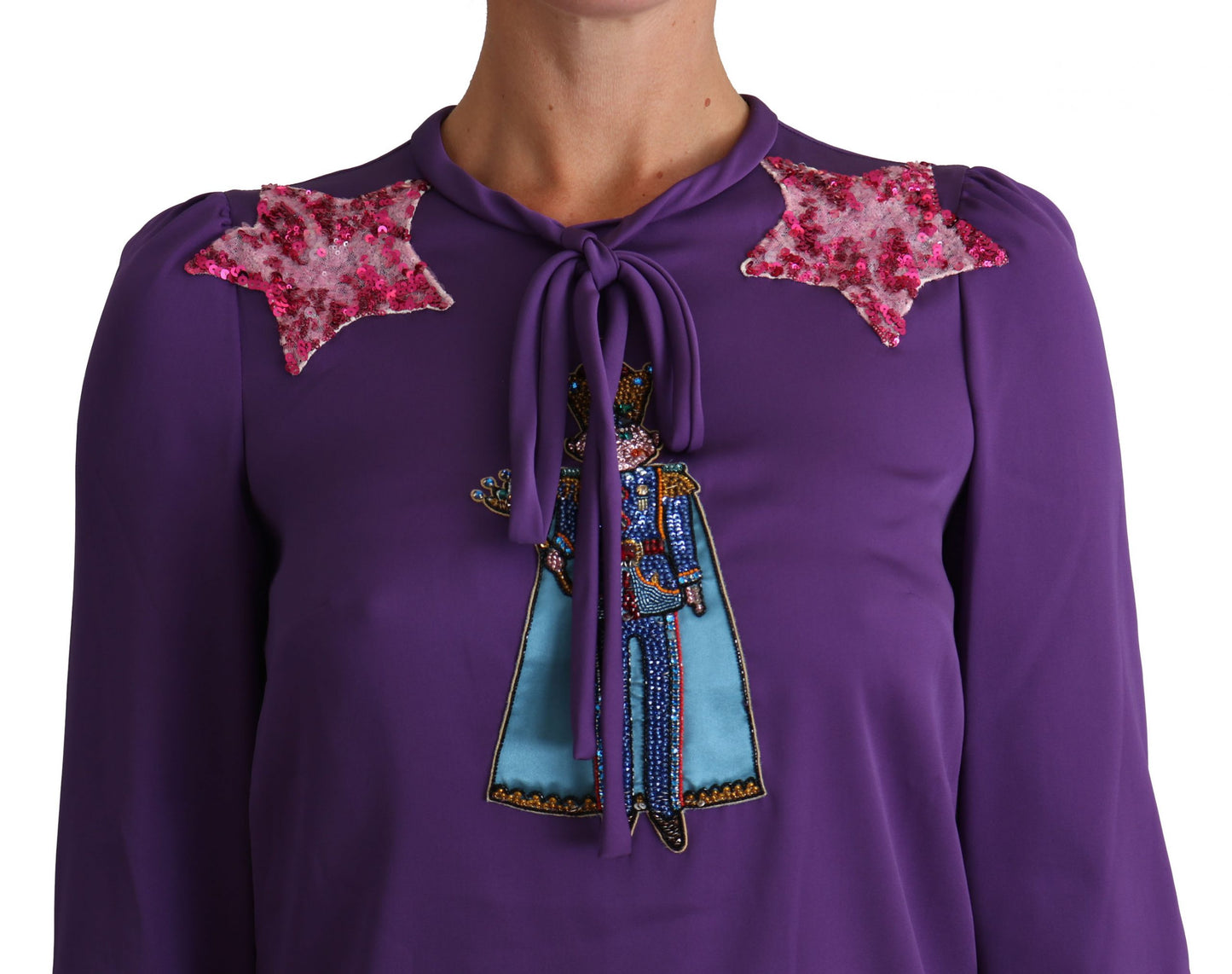 Lila Bluse Prinz Märchen verziert Top