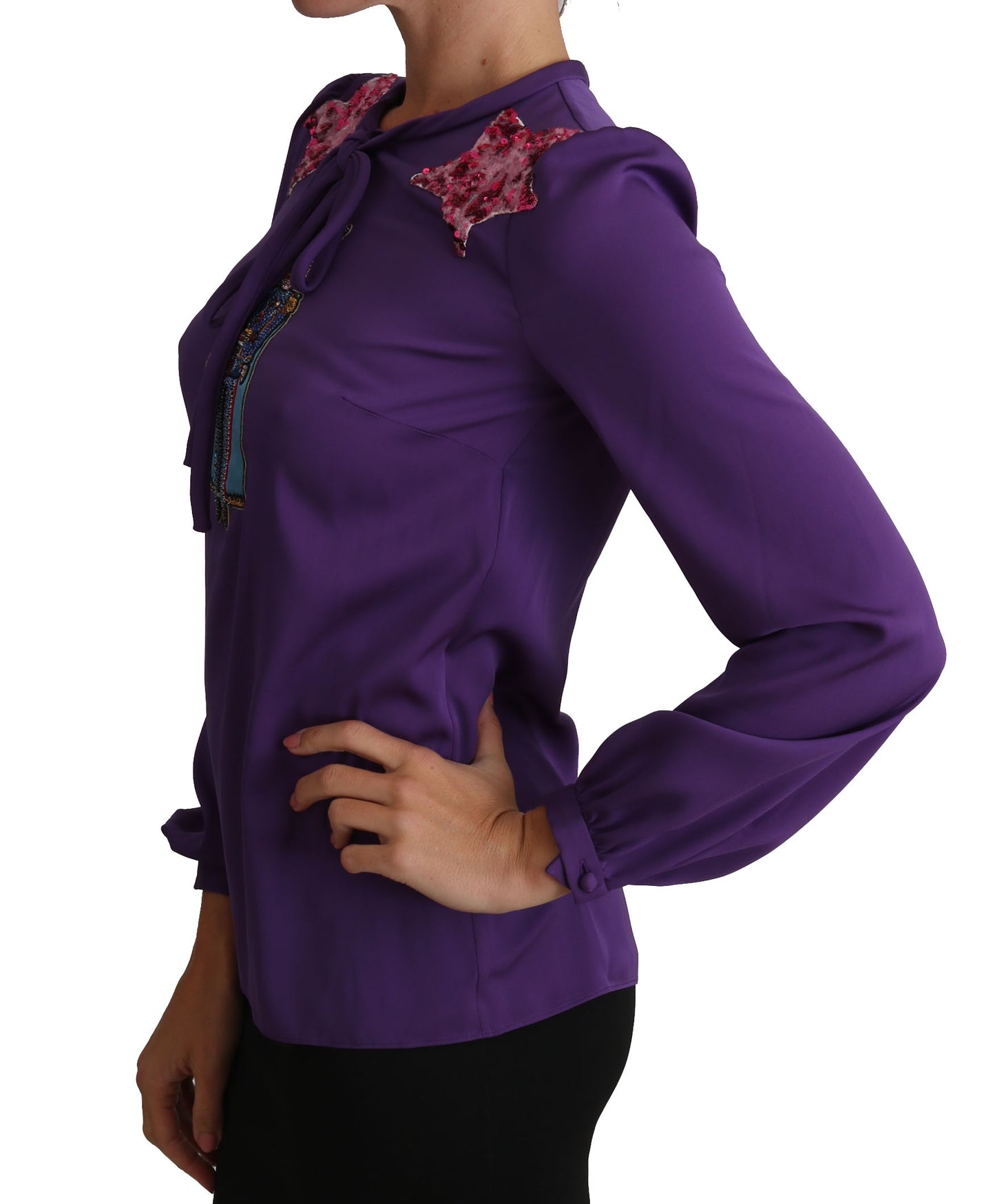 Lila Bluse Prinz Märchen verziert Top