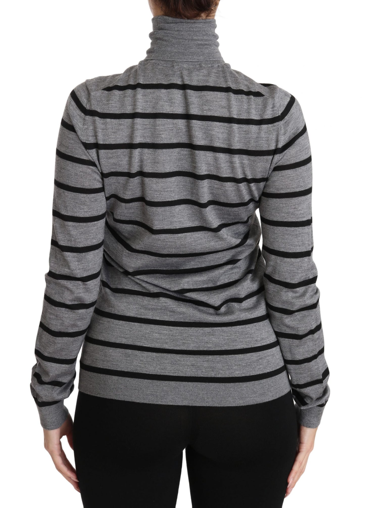 Grauer Rollkragenpullover aus Kaschmir-Seide