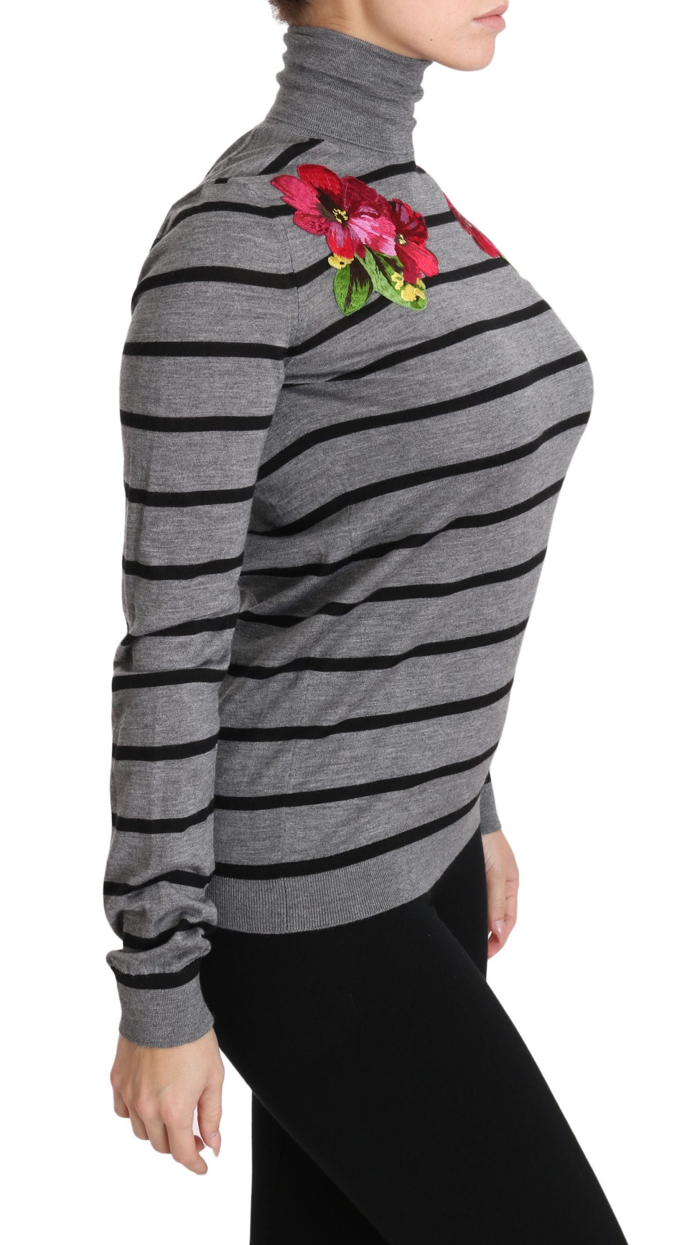 Grauer Rollkragenpullover aus Kaschmir-Seide