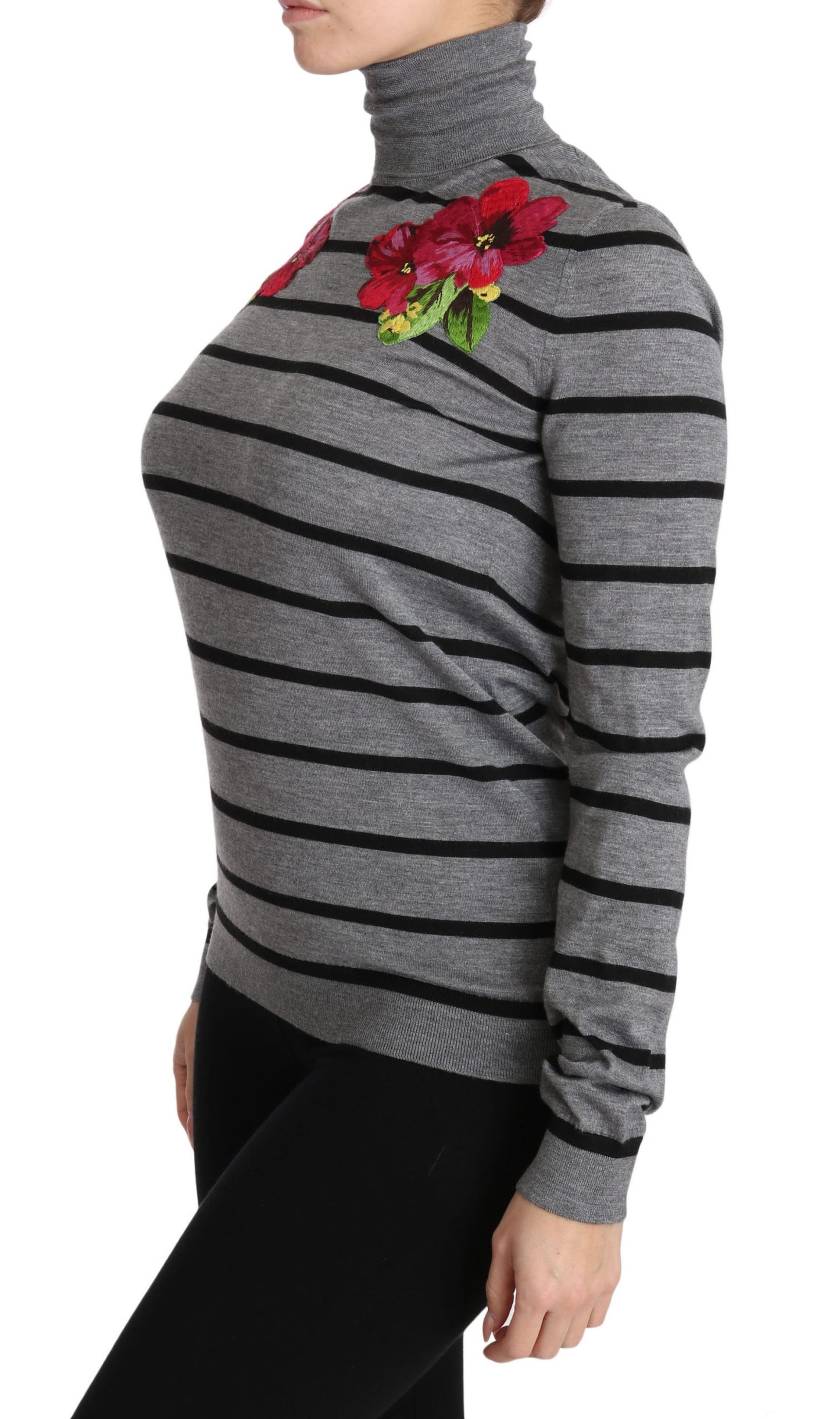 Grauer Rollkragenpullover aus Kaschmir-Seide