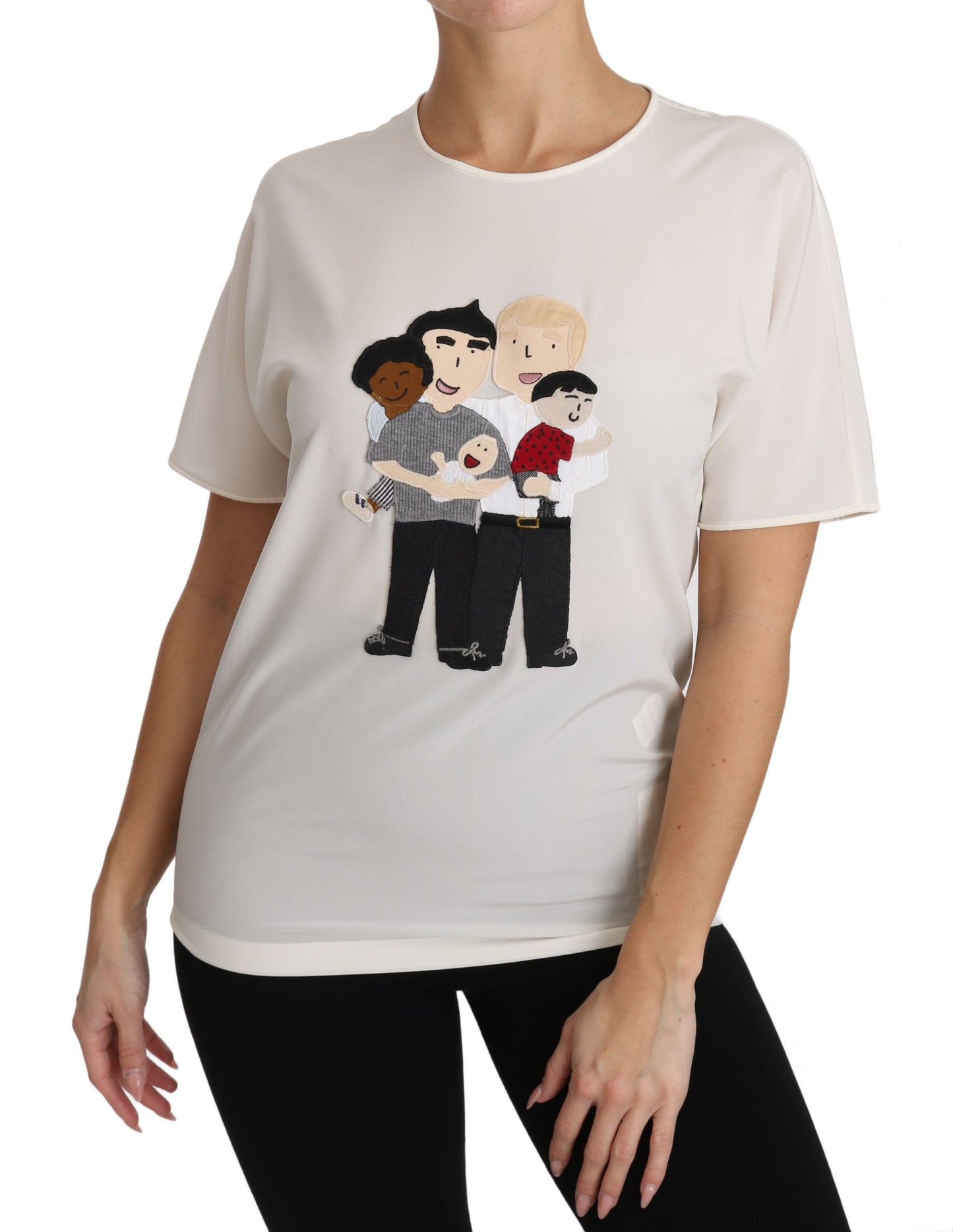 Weißes Seidenstretch-T-Shirt #dgfamily