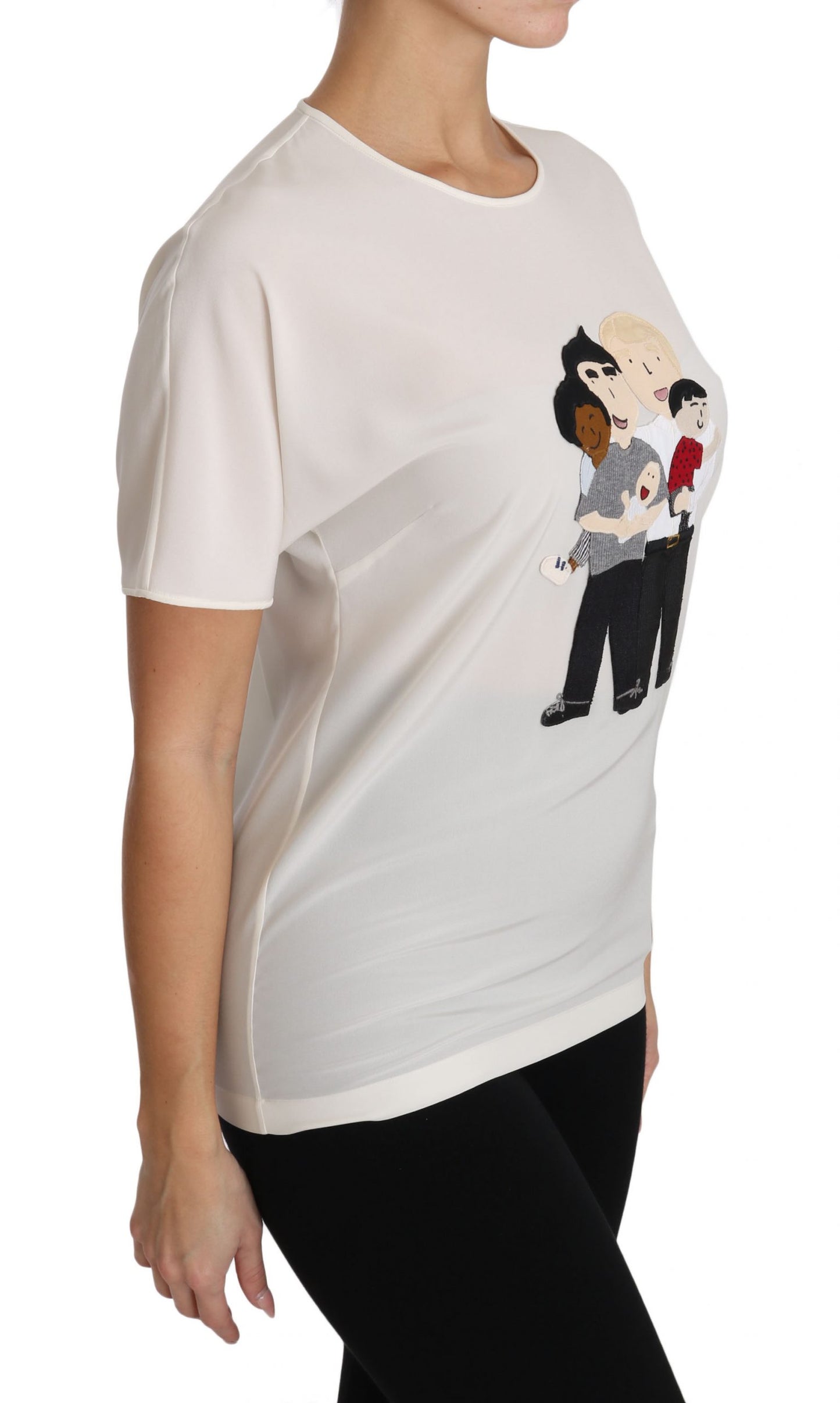 Weißes Seidenstretch-T-Shirt #dgfamily