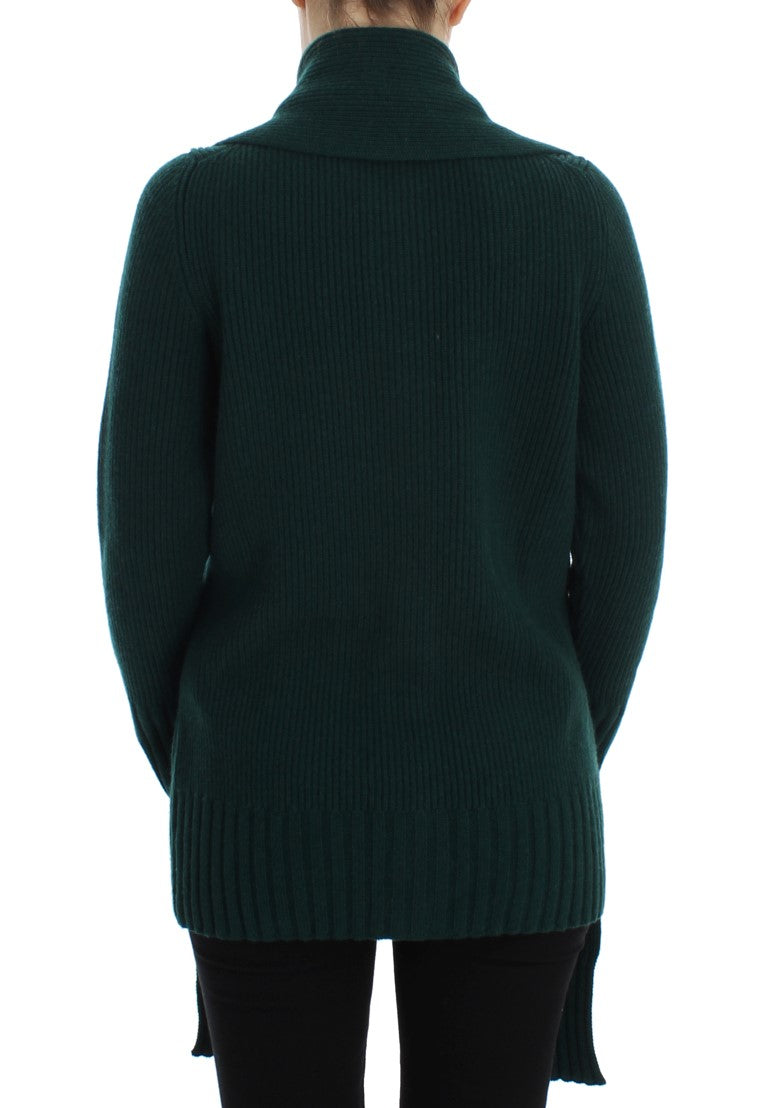 Grüner gestrickter Kaschmir-Cardigan