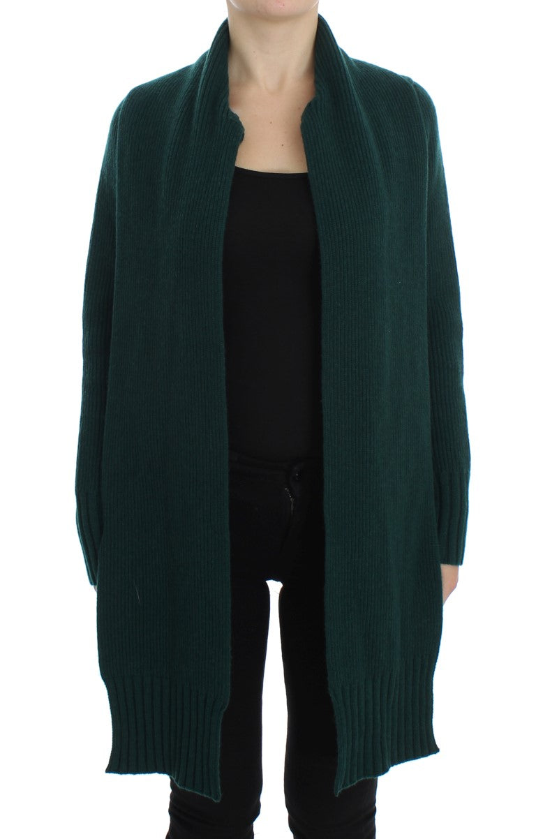 Grüner gestrickter Kaschmir-Cardigan