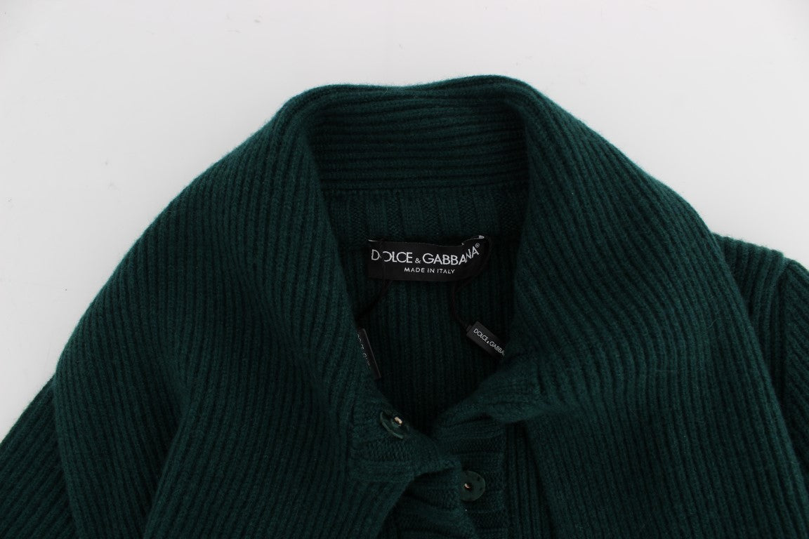 Grüner gestrickter Kaschmir-Cardigan