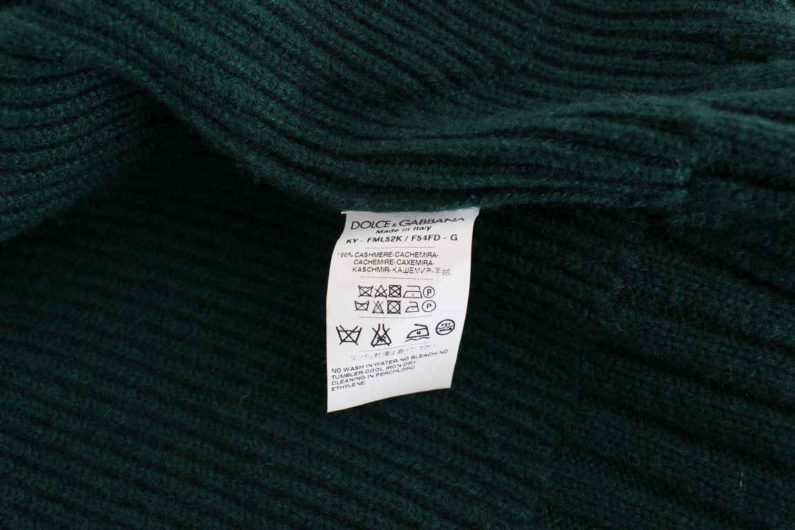 Grüner gestrickter Kaschmir-Cardigan