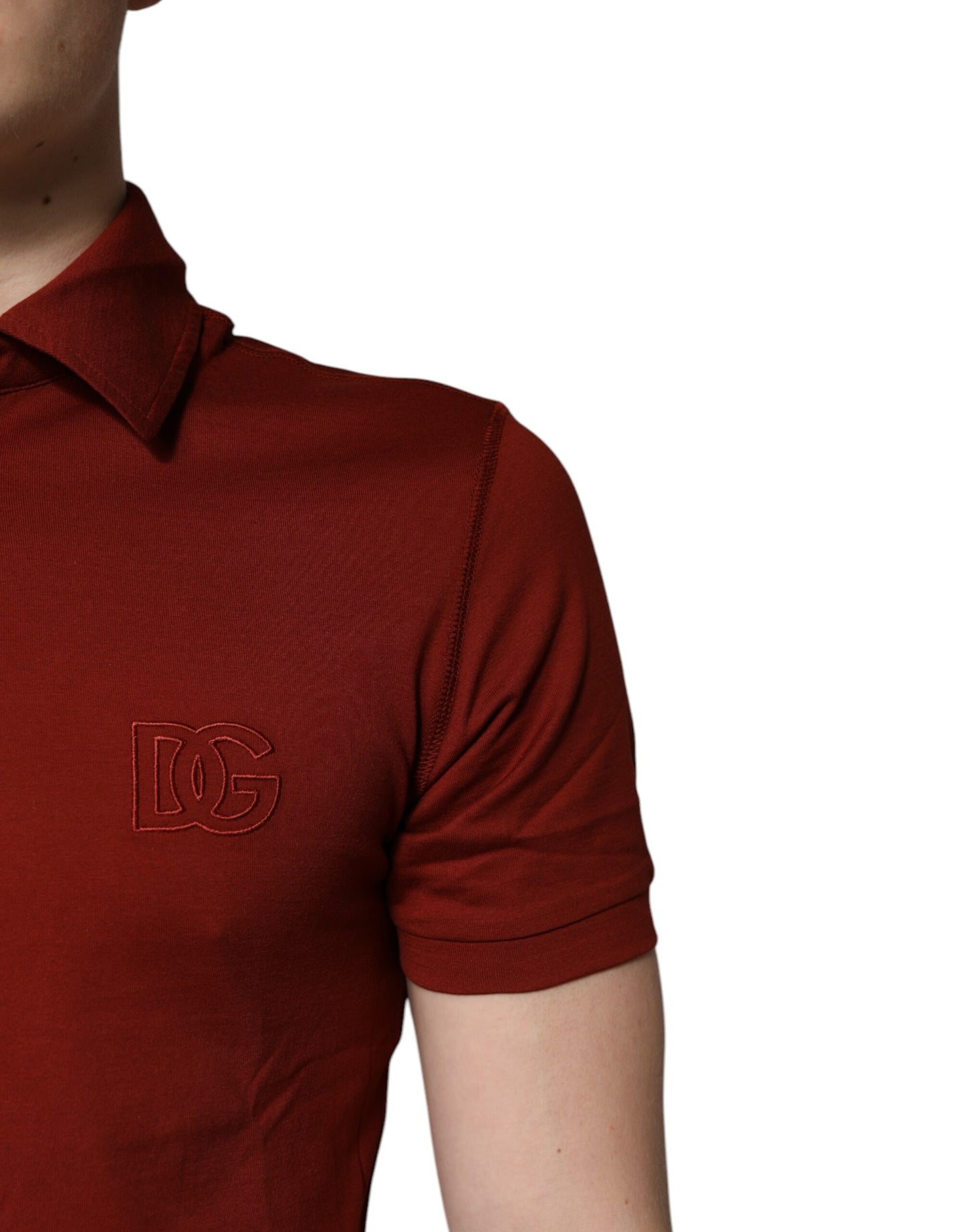 Rotes Poloshirt aus Baumwolle mit DG-Logo und Kragen für Herren