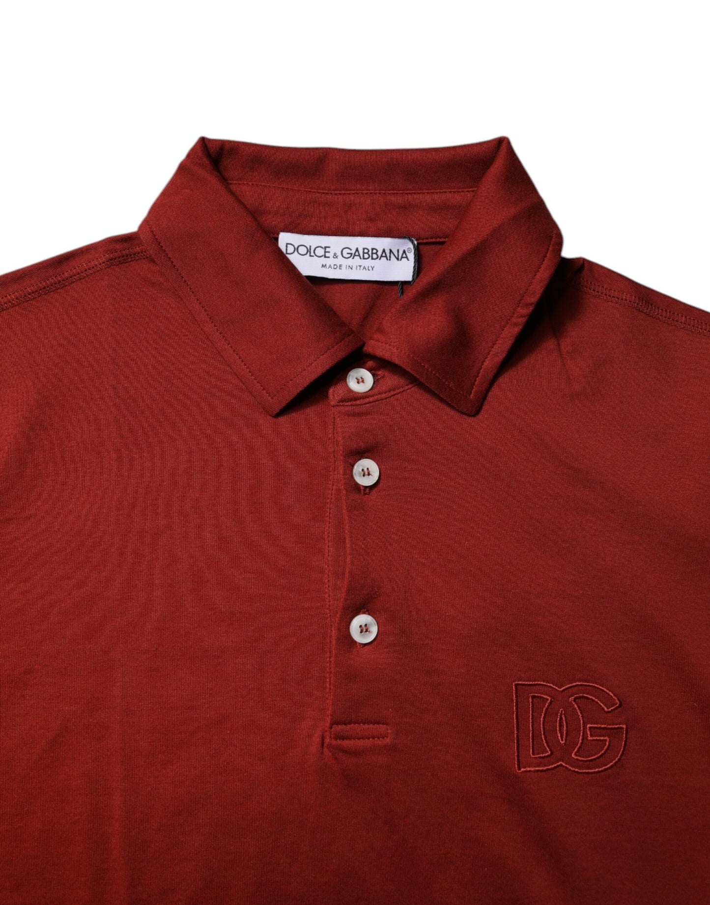 Rotes Poloshirt aus Baumwolle mit DG-Logo und Kragen für Herren