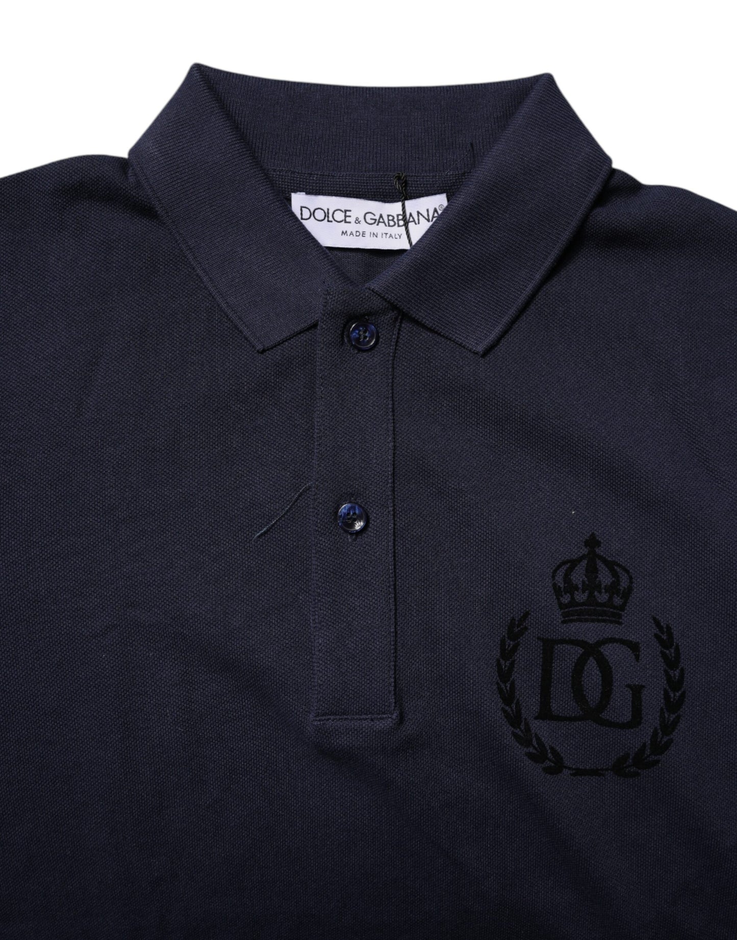 Dunkelblaues Polo-T-Shirt aus Baumwolle mit Kronenkragen
