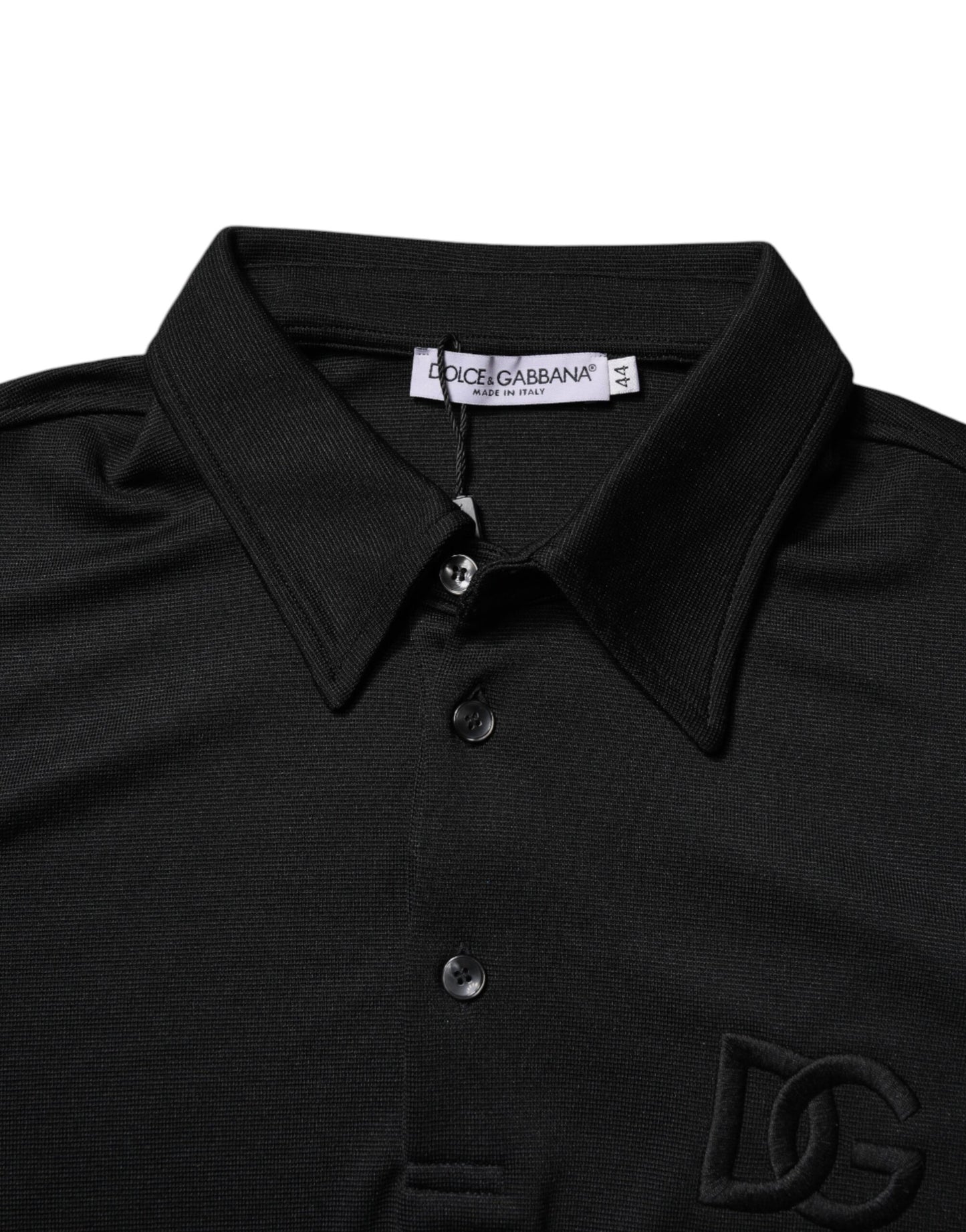 Schwarzes Polo-T-Shirt aus Polyester mit DG-Logo und Kragen