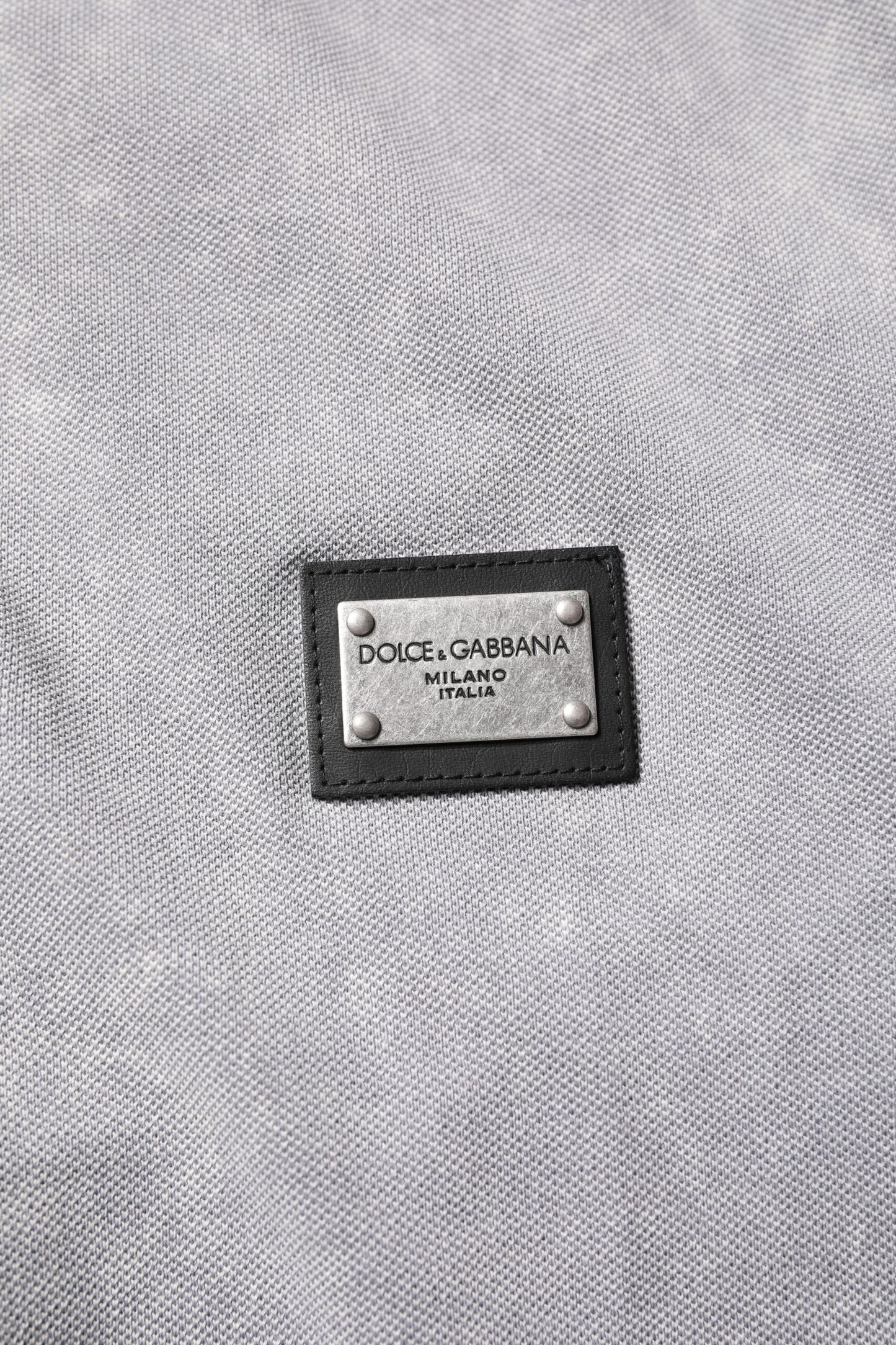 Graues Poloshirt aus Baumwolle mit Logo-Plakette für Herren