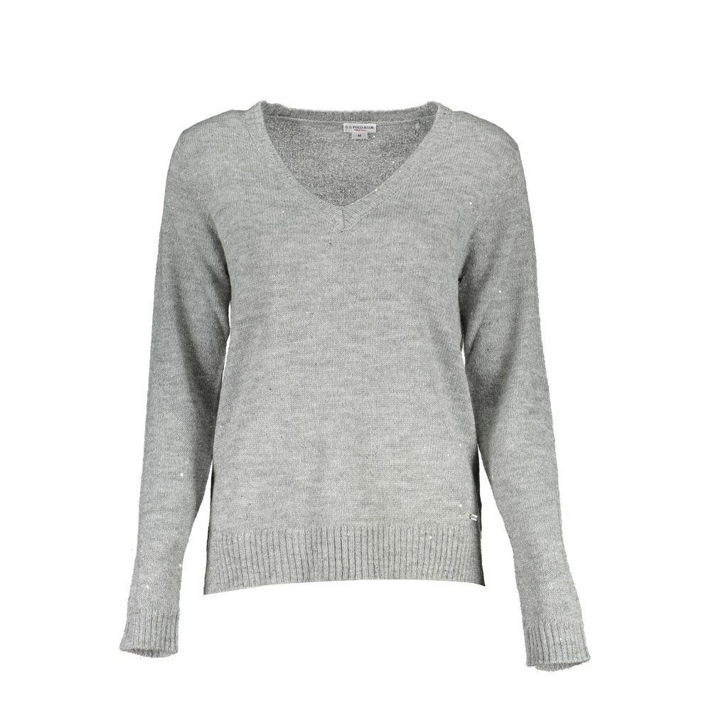 Silberner Wollpullover für Damen