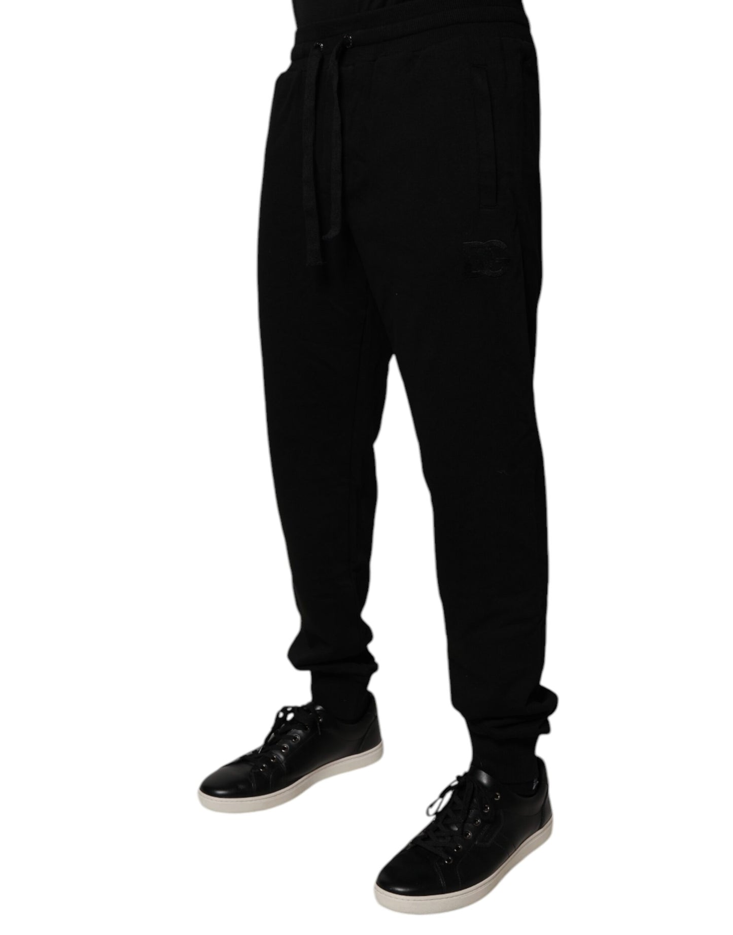 Schwarze Jogginghose aus Baumwolle mit mittlerer Taille