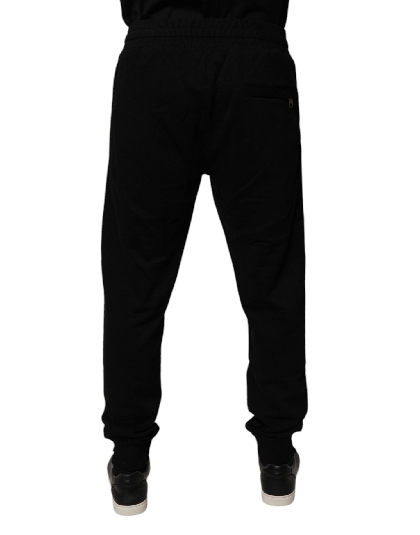 Schwarze Jogginghose aus Baumwolle mit mittlerer Taille