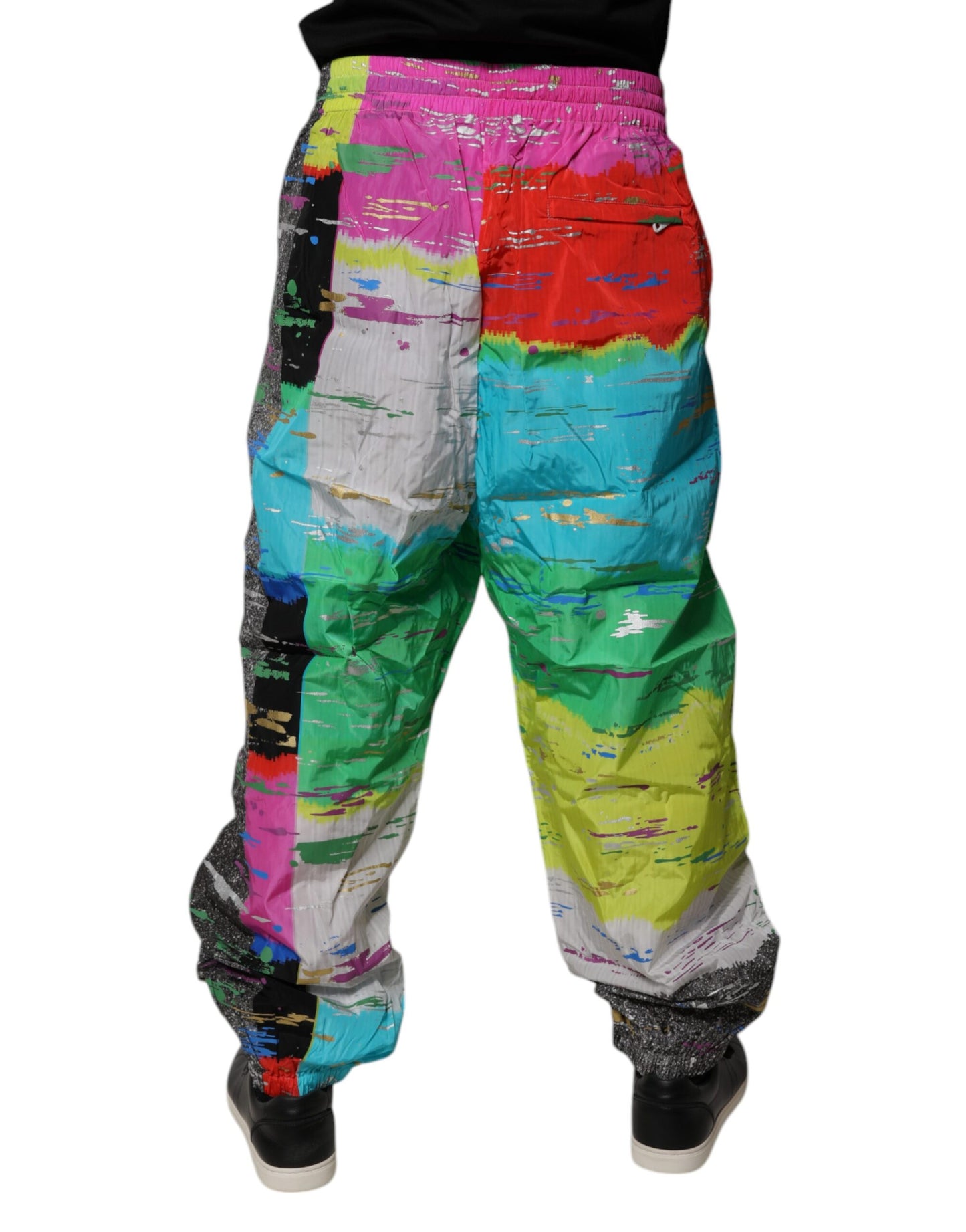 Mehrfarbige Patchwork-Jogginghose mit mittlerer Taille