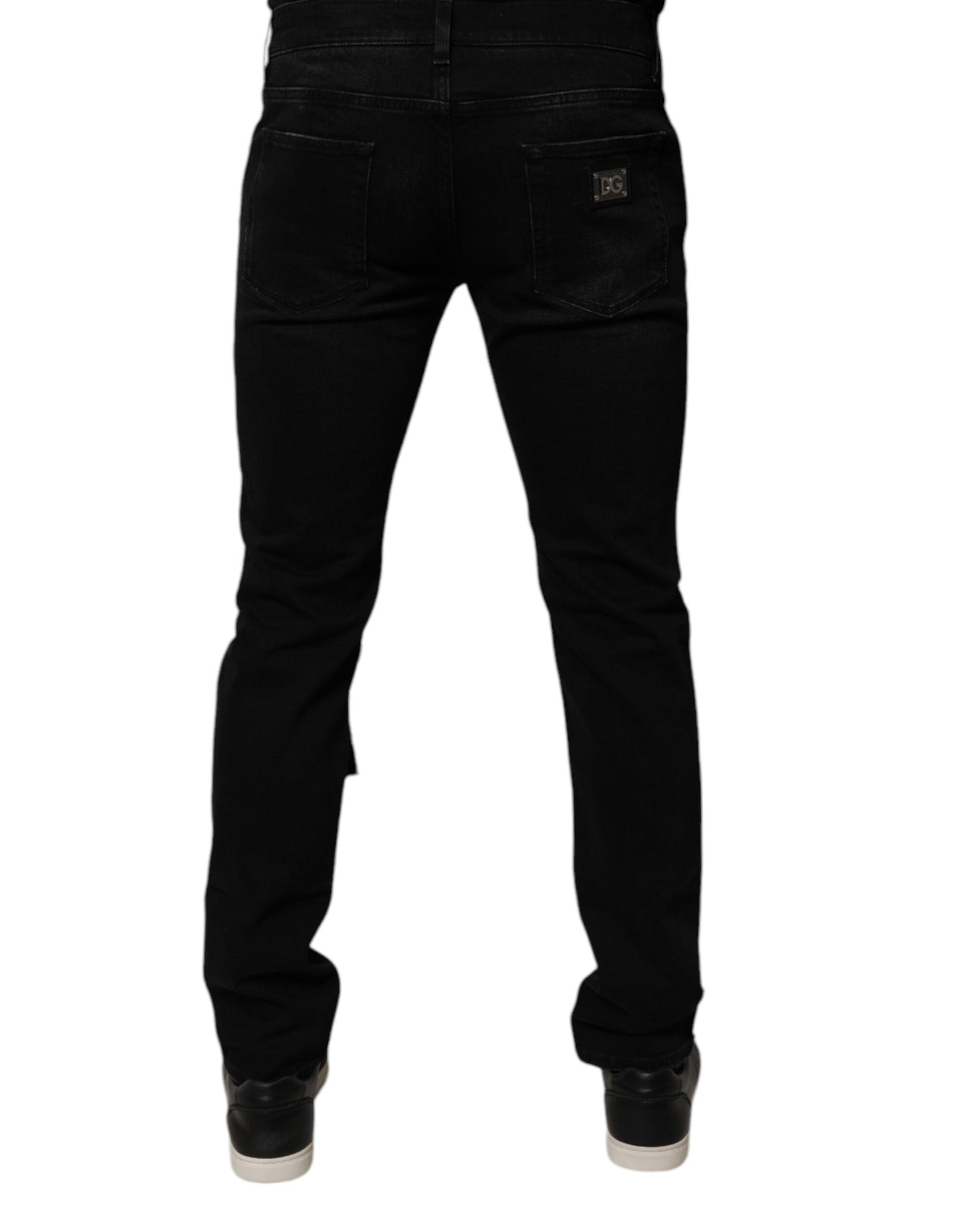 Schwarze Skinny Jeans aus zerrissener Baumwolle für Herren