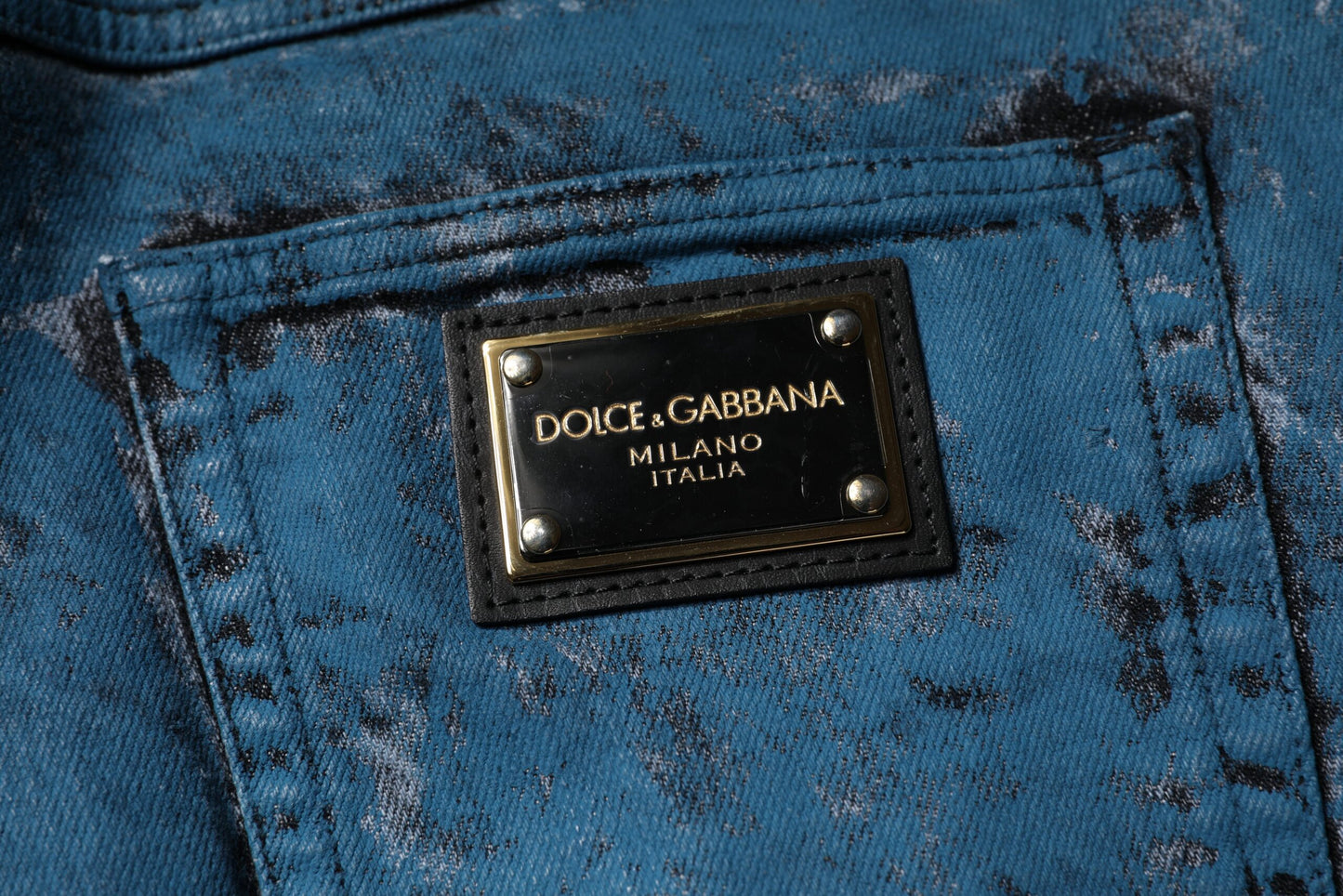 Blaue Skinny Jeans aus Baumwolle mit Batikmuster für Herren