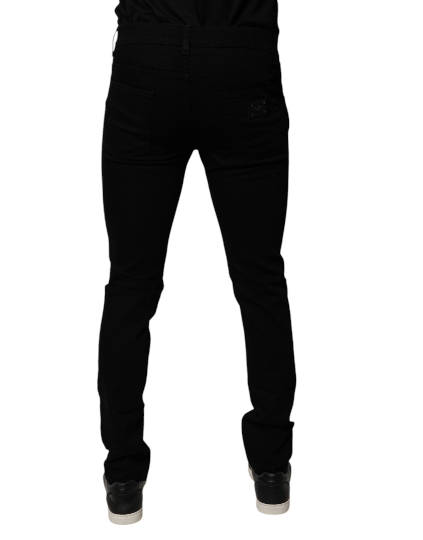 Schwarze Skinny-Jeans aus Baumwolle mit heiligem Herzen