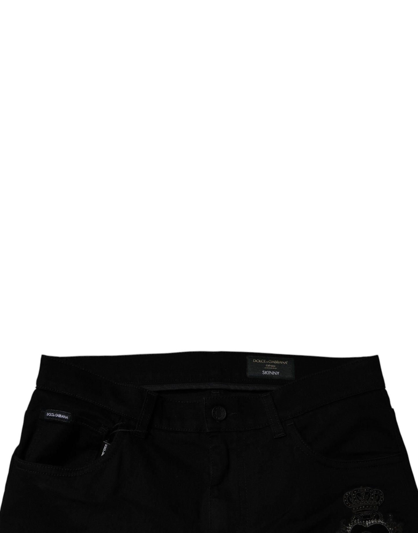 Schwarze Skinny-Jeans aus Baumwolle mit heiligem Herzen
