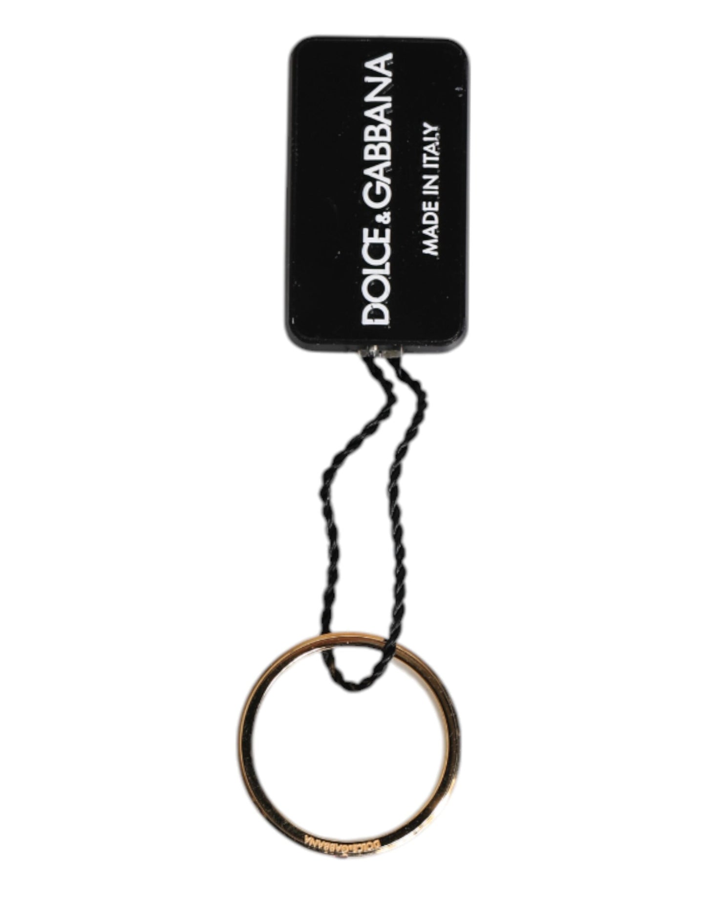 Goldfarbener Messingring mit rotem Kristall und DG-Logo