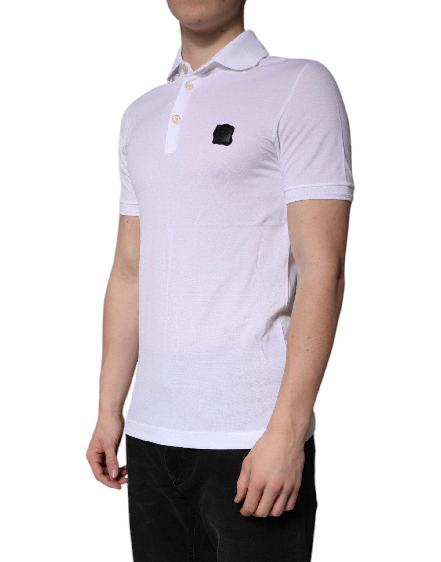 Weißes Poloshirt aus Baumwolle mit Logokragen
