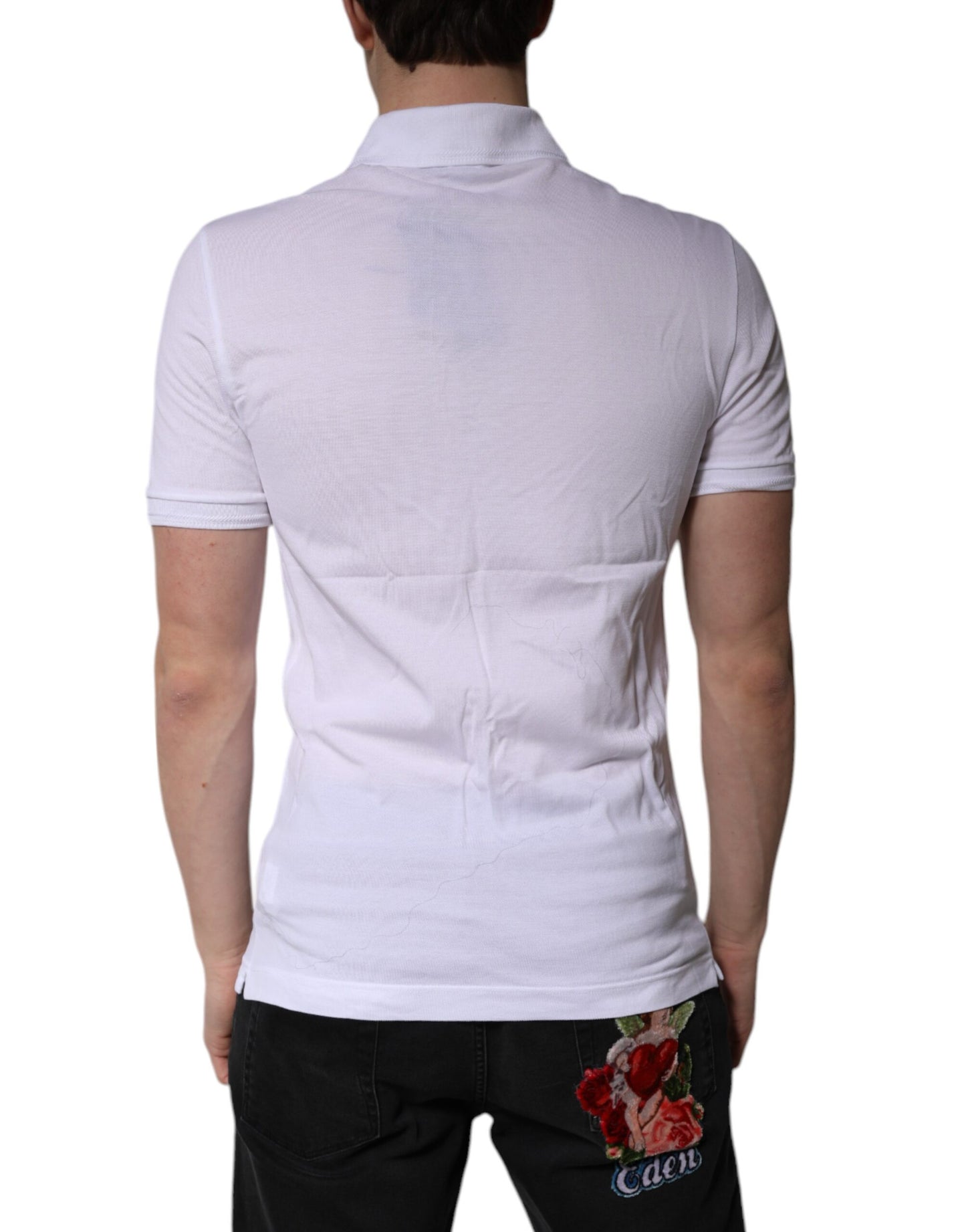 Weißes Poloshirt aus Baumwolle mit Logokragen