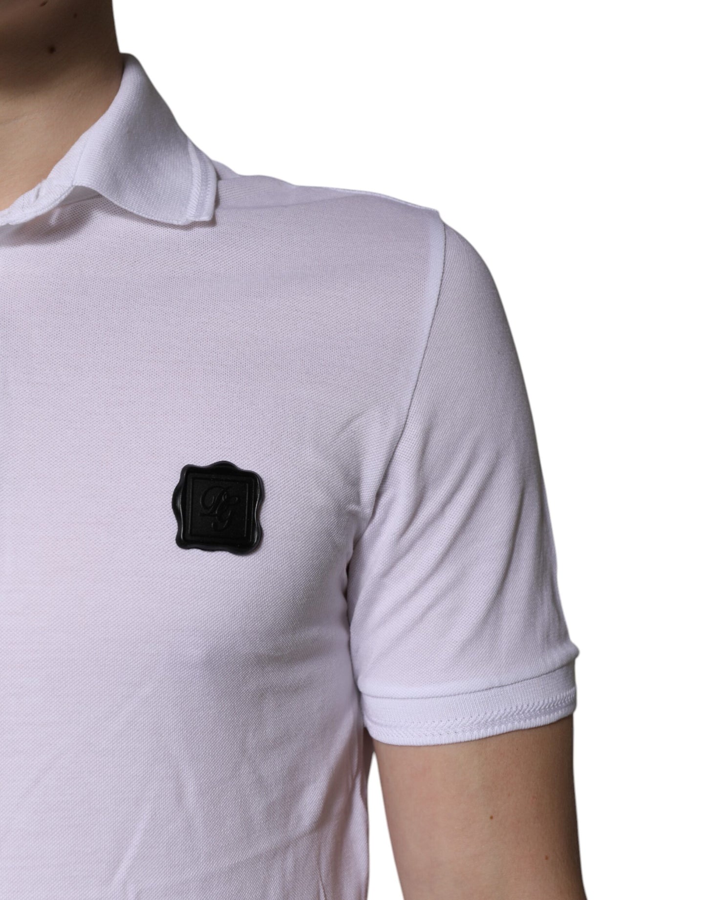 Weißes Poloshirt aus Baumwolle mit Logokragen