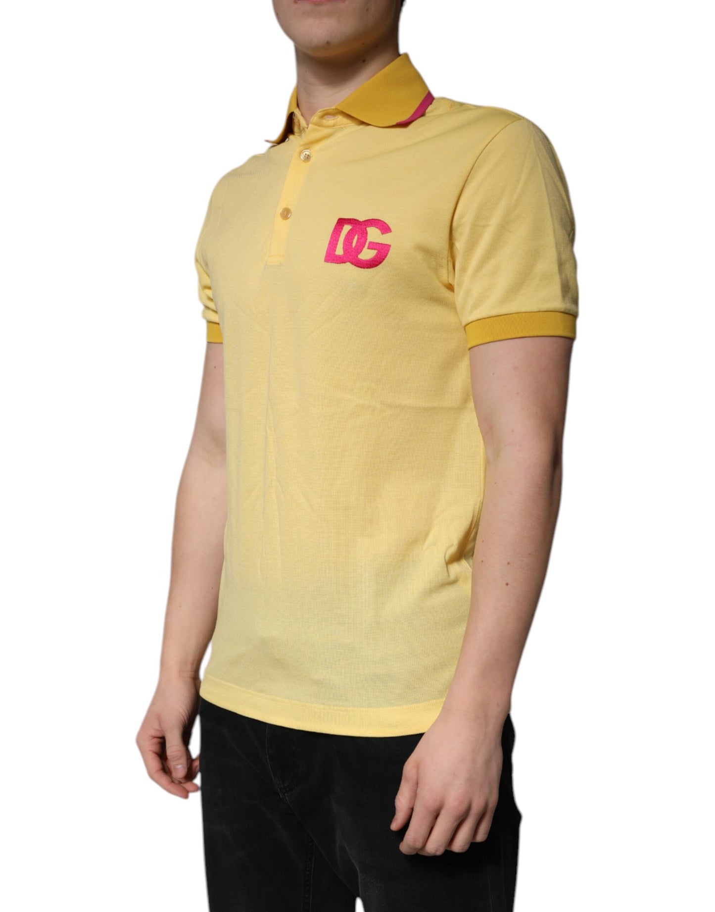Gelbes Poloshirt aus Baumwolle mit Logokragen