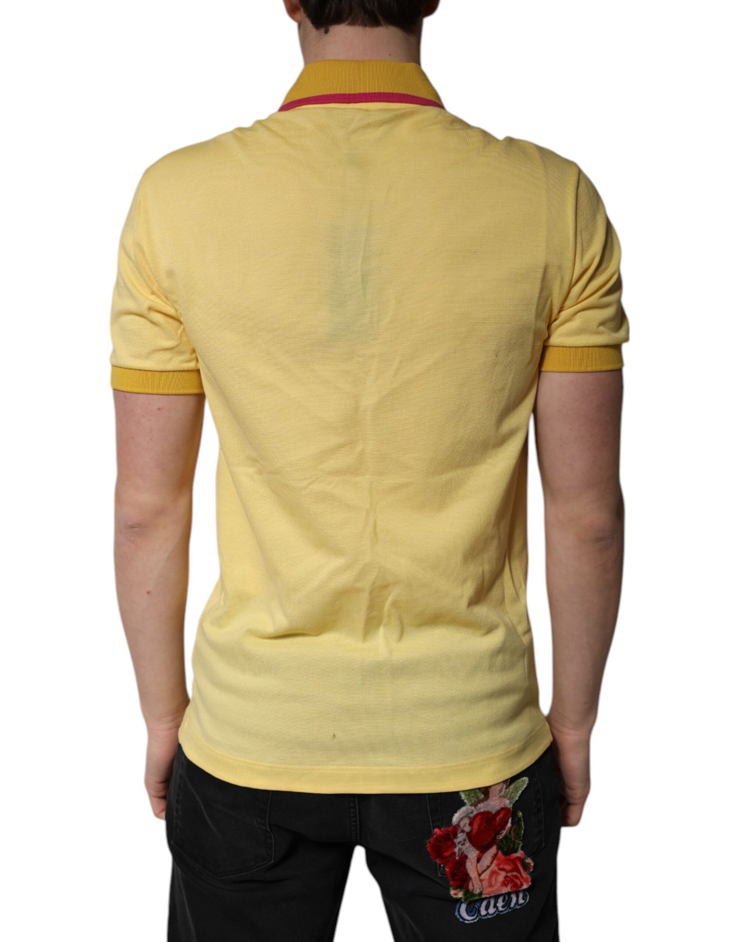 Gelbes Poloshirt aus Baumwolle mit Logokragen