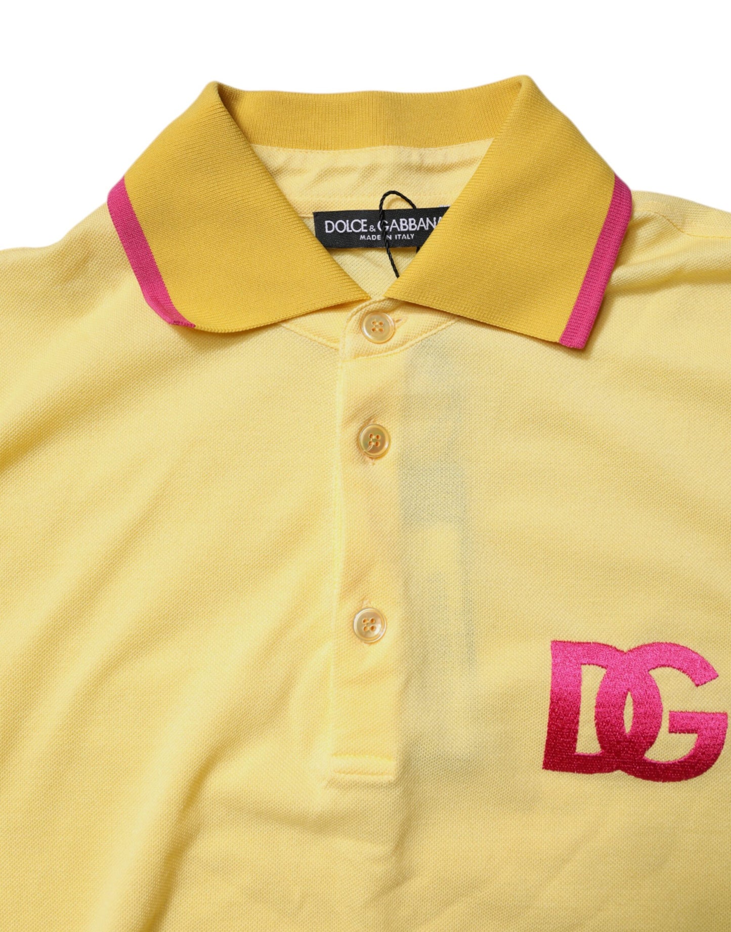 Gelbes Poloshirt aus Baumwolle mit Logokragen