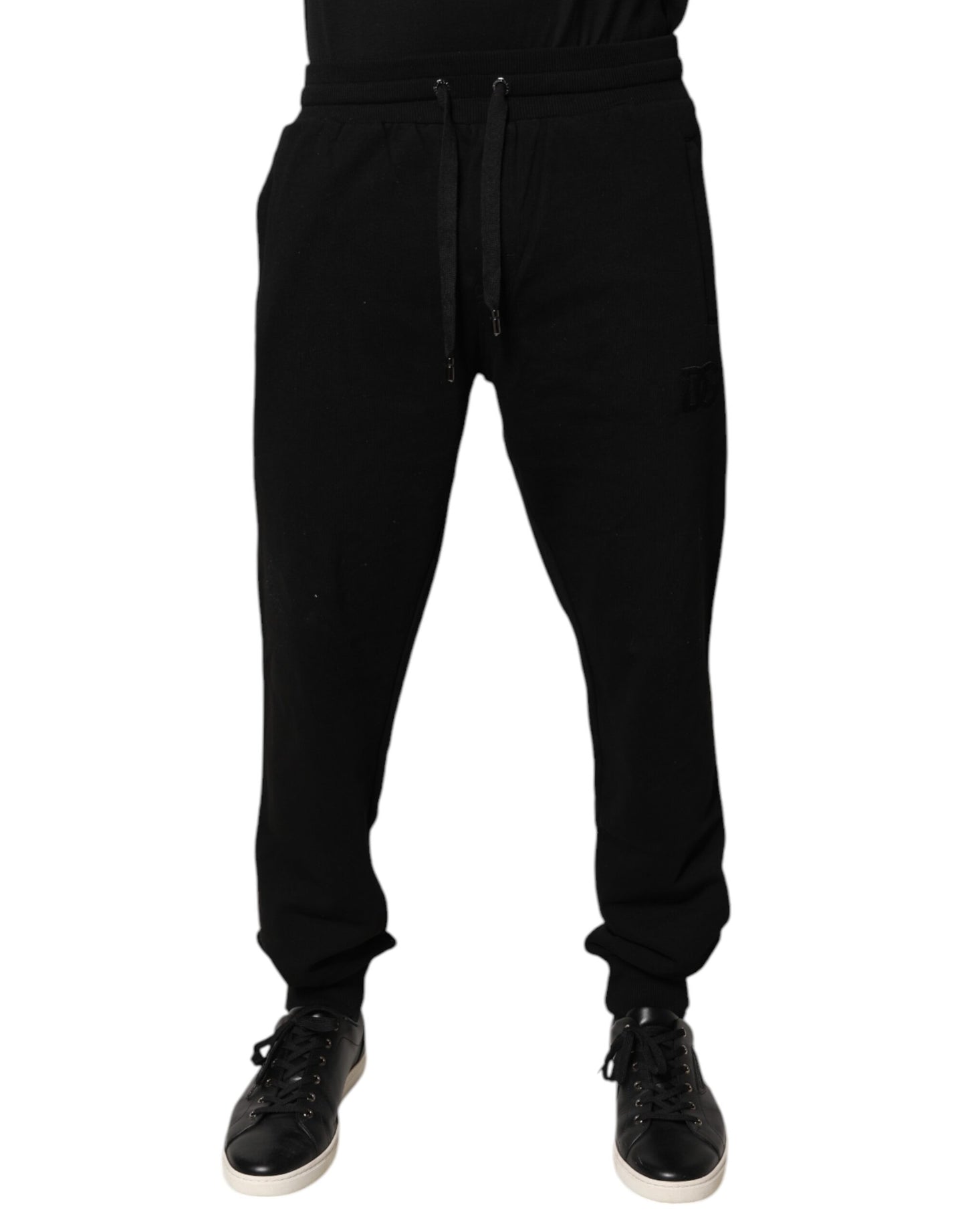 Schwarze Jogginghose aus Baumwolle mit mittlerer Taille