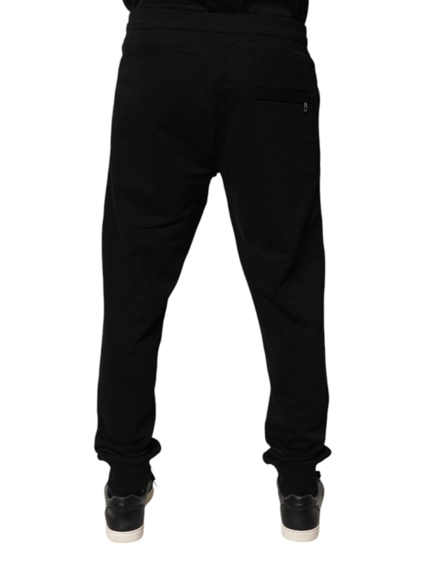 Schwarze Jogginghose aus Baumwolle mit mittlerer Taille