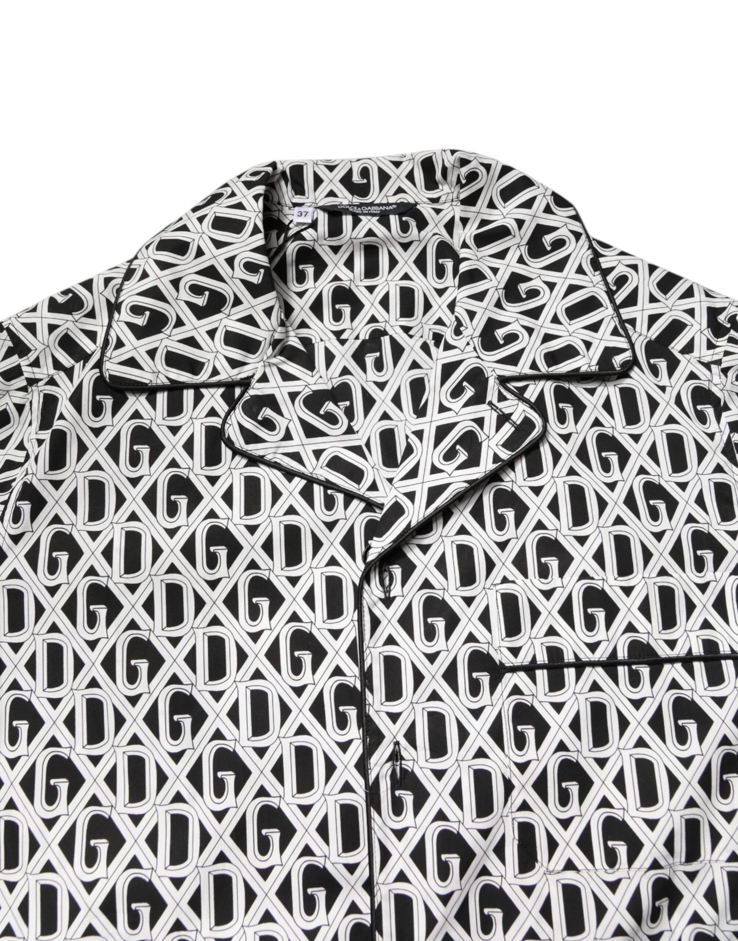 Schwarz-weißes Pyjama-Set aus Baumwolle mit DG-Print