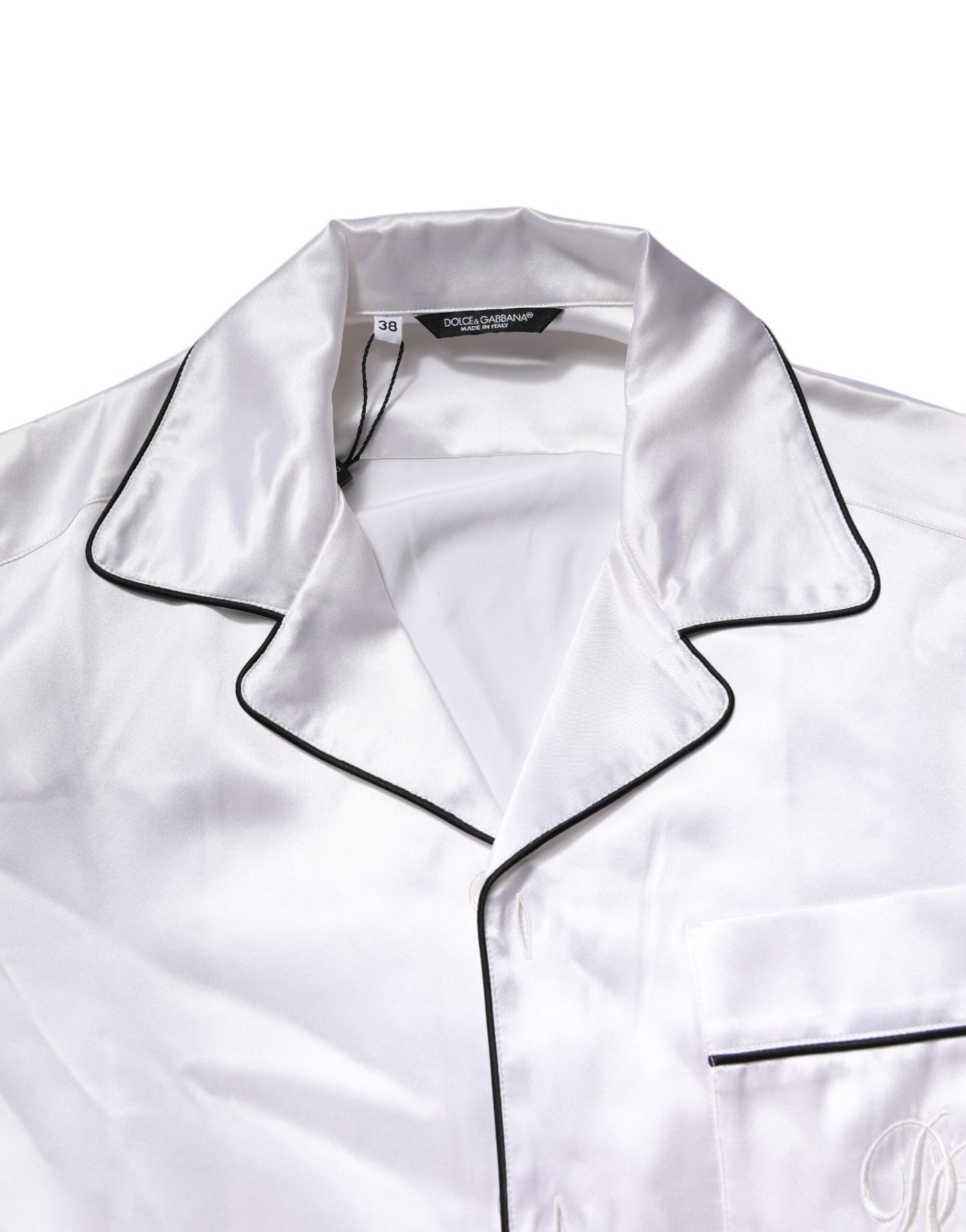 Weißes Satin-Seiden-Pyjama-Set für Herren, Nachtwäsche