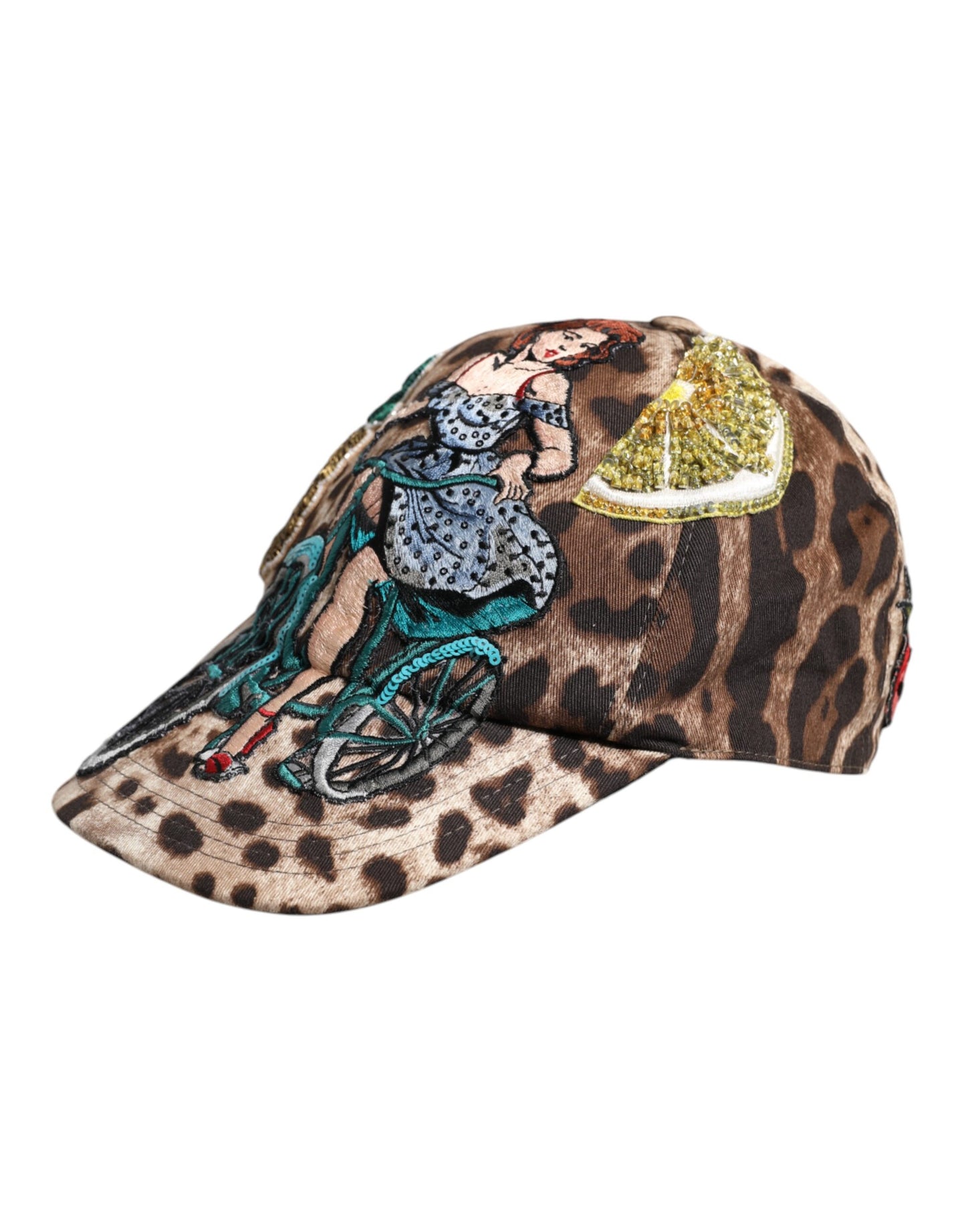Braune Sicily-Baseballkappe mit Leoparden-Pailletten