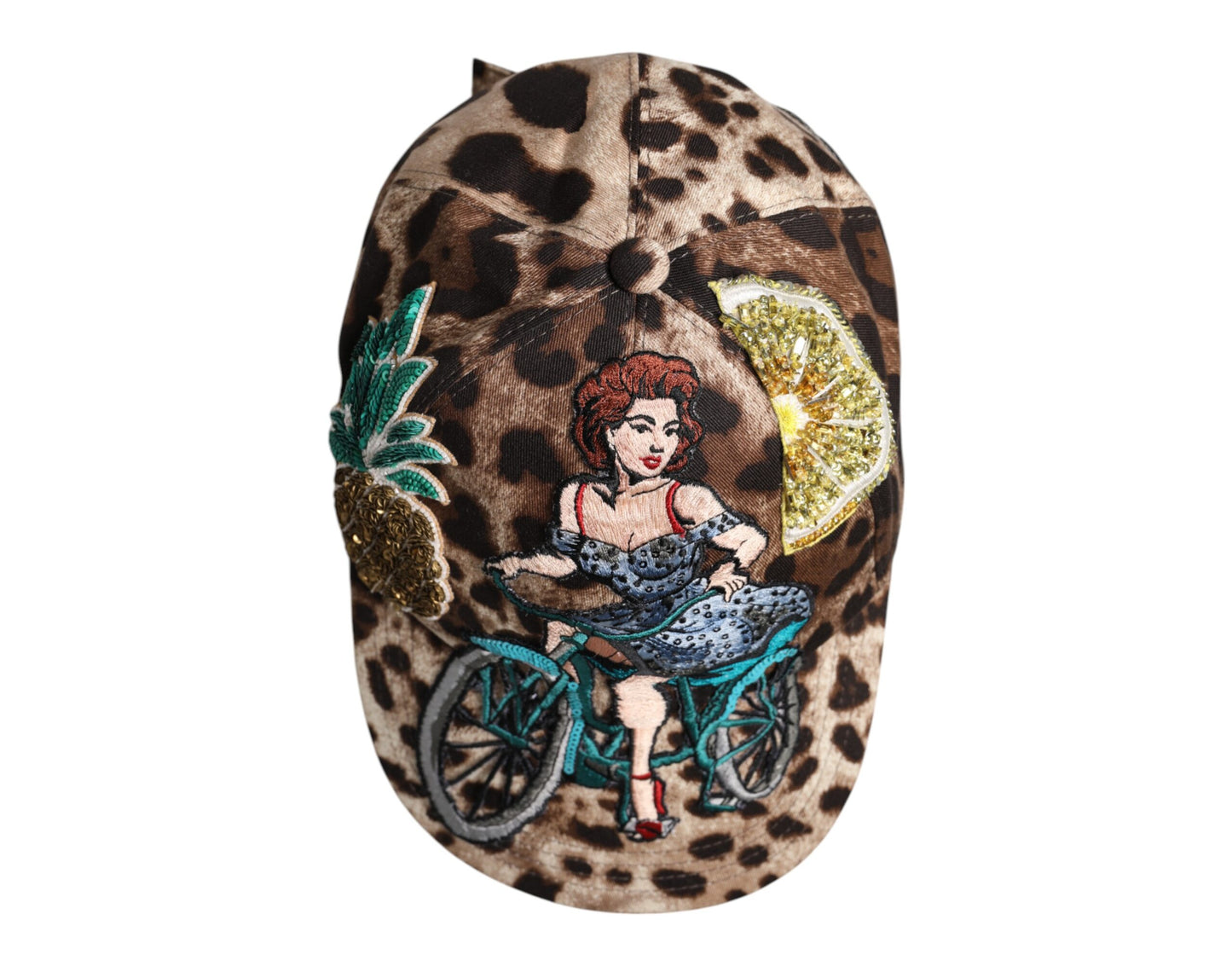 Braune Sicily-Baseballkappe mit Leoparden-Pailletten
