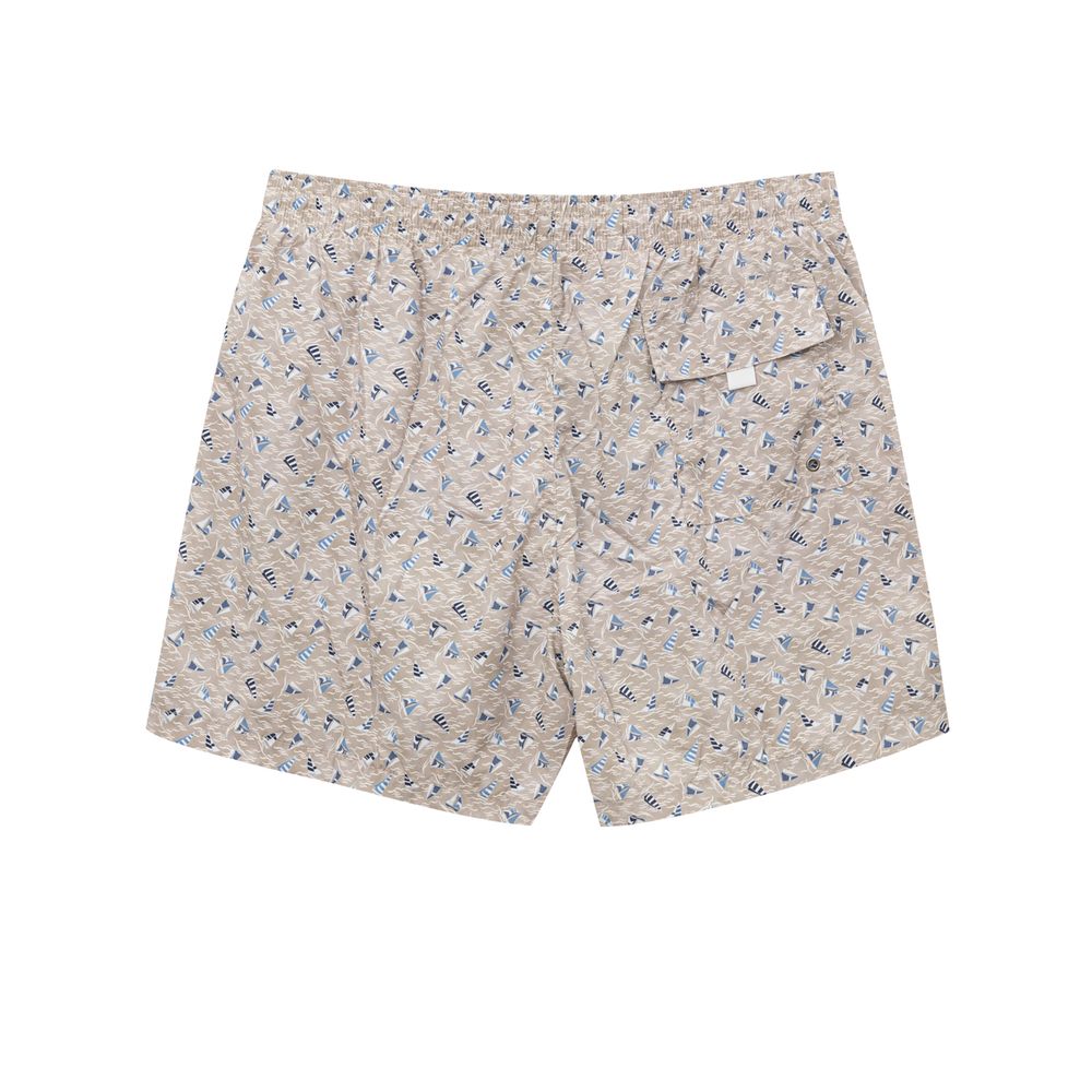 Beige Polyester-Badeshorts