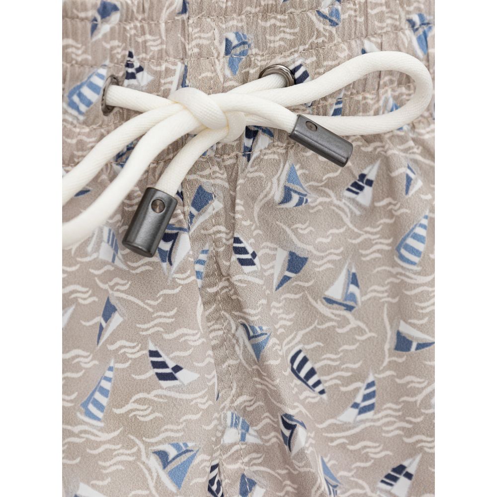 Beige Polyester-Badeshorts