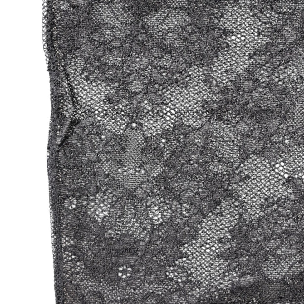 Schwarze Baumwollstrümpfe mit Blumenspitze und Stretch