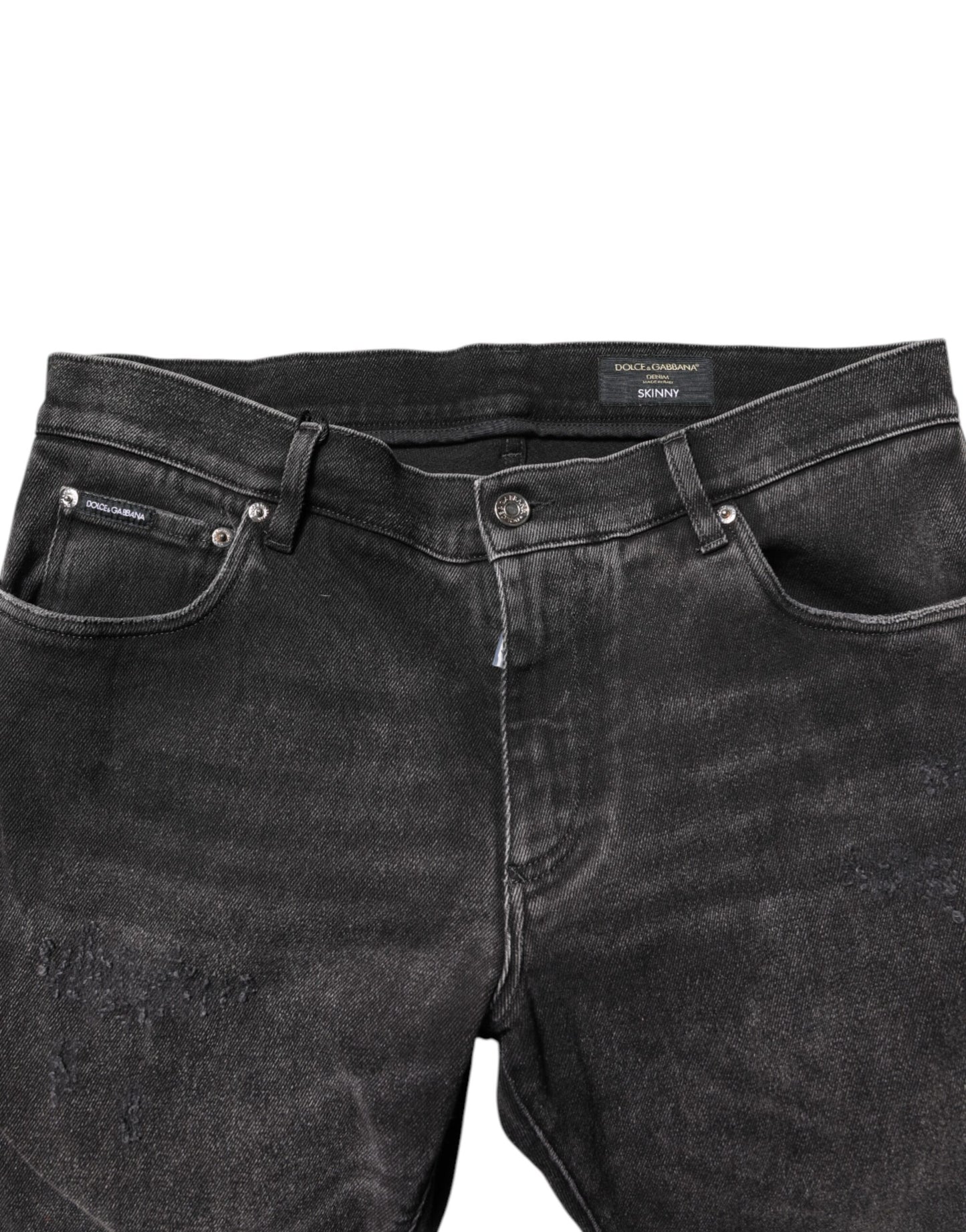 Graue Skinny-Jeans aus verwaschener Baumwolle