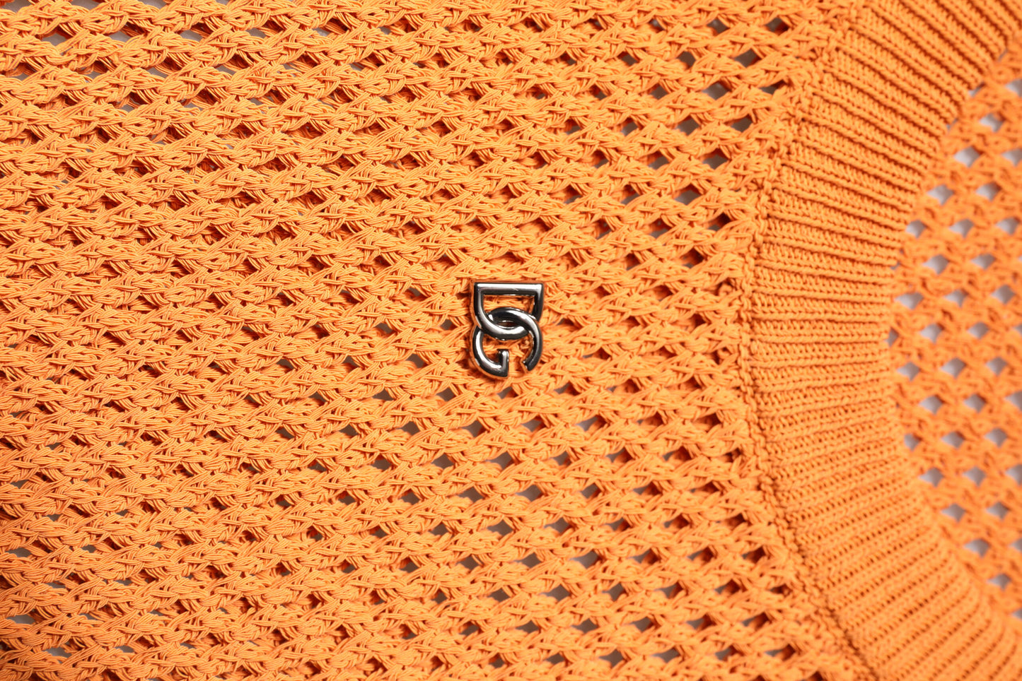 Orangefarbenes ärmelloses T-Shirt aus Kaschmir mit Rundhalsausschnitt