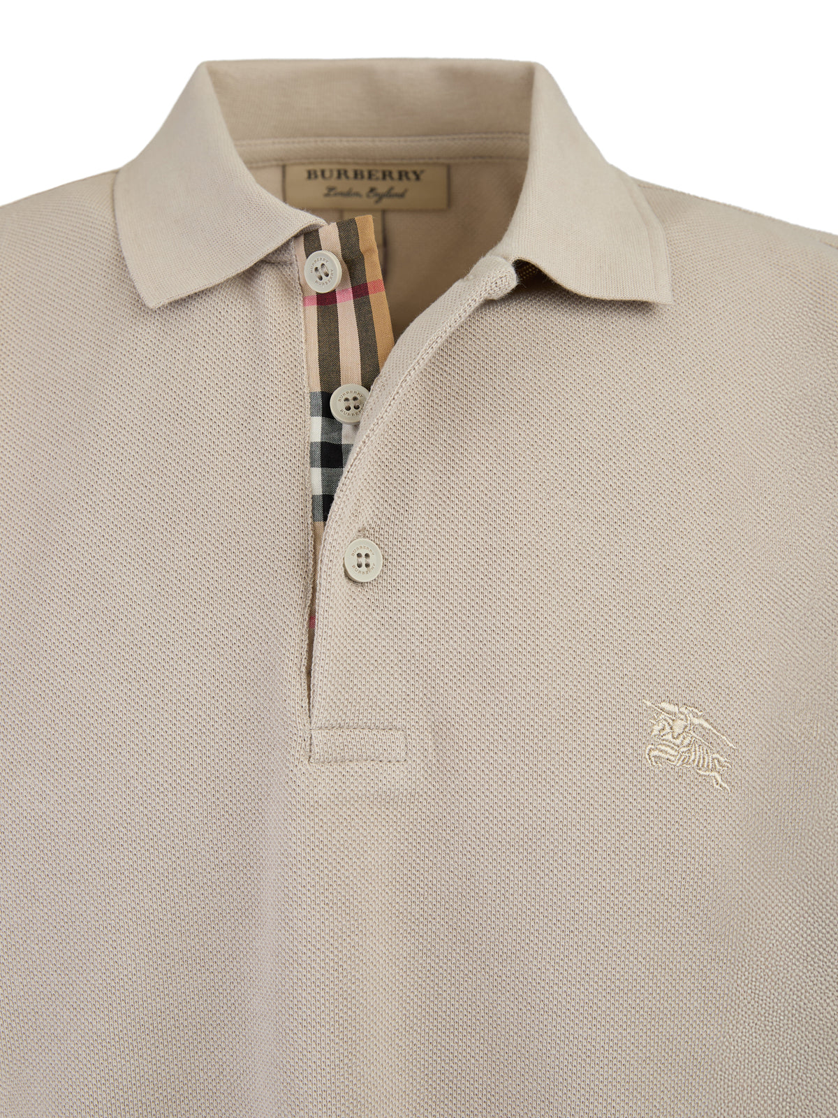 Poloshirt aus Baumwolle mit Kragen in Hellstein
