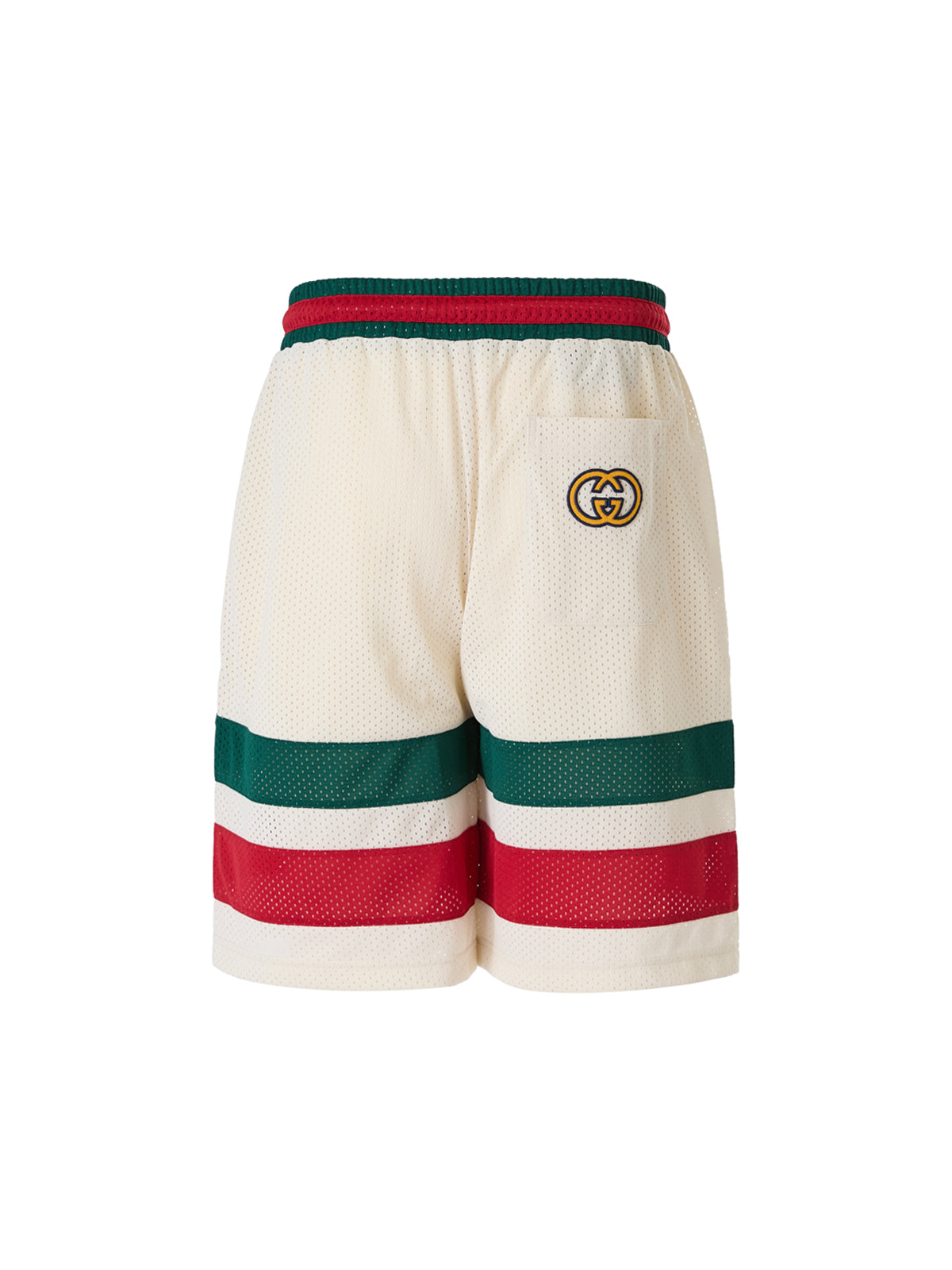 Cremefarbene Logo-Shorts aus Polyester