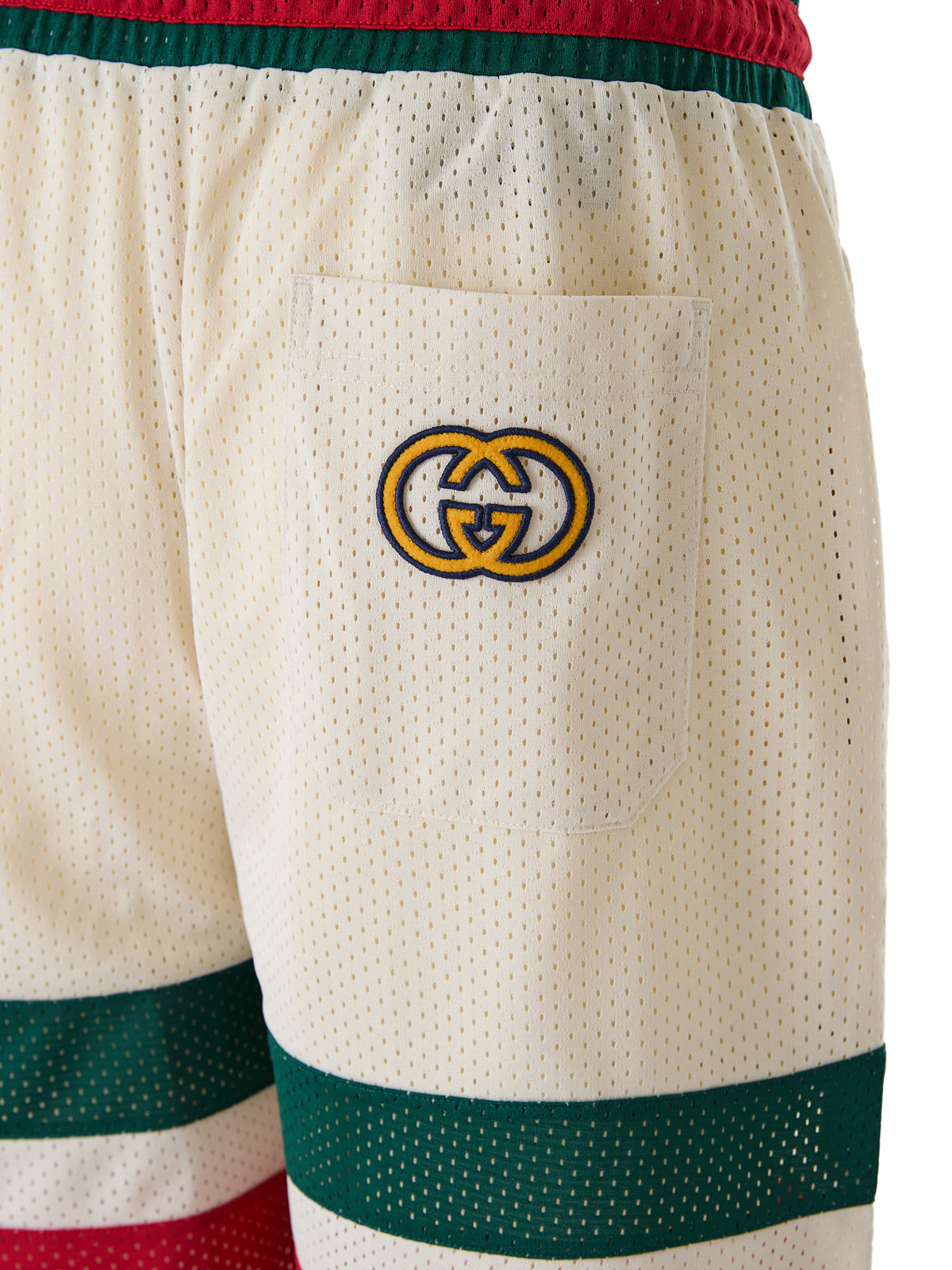 Cremefarbene Logo-Shorts aus Polyester