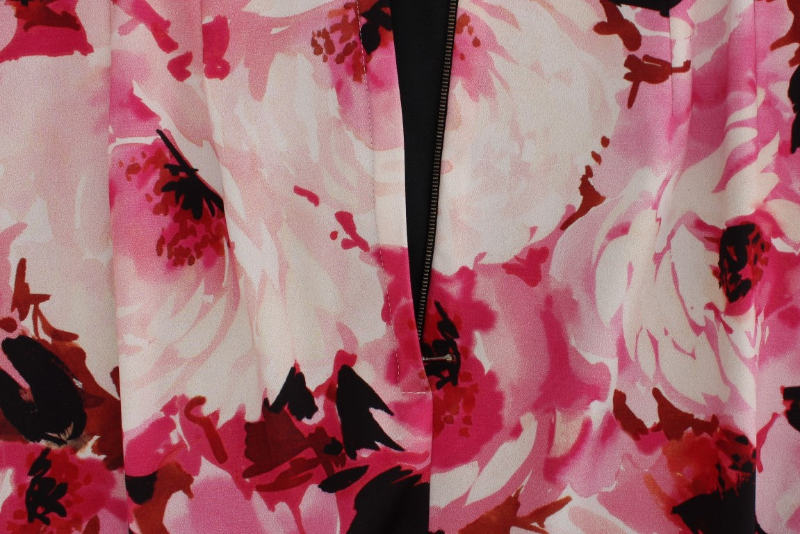 Rosafarbenes, langes Maxi-Etuikleid mit Blumenmuster