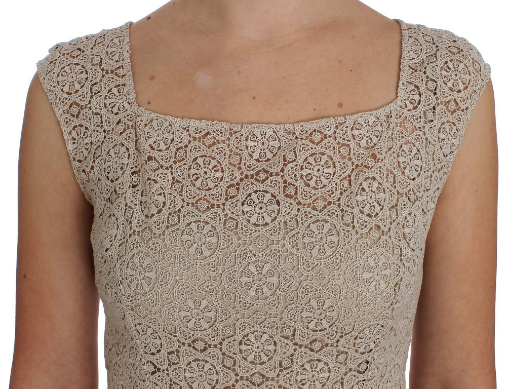 Beiges Etuikleid aus Baumwolle mit Cut-outs von Ricamo