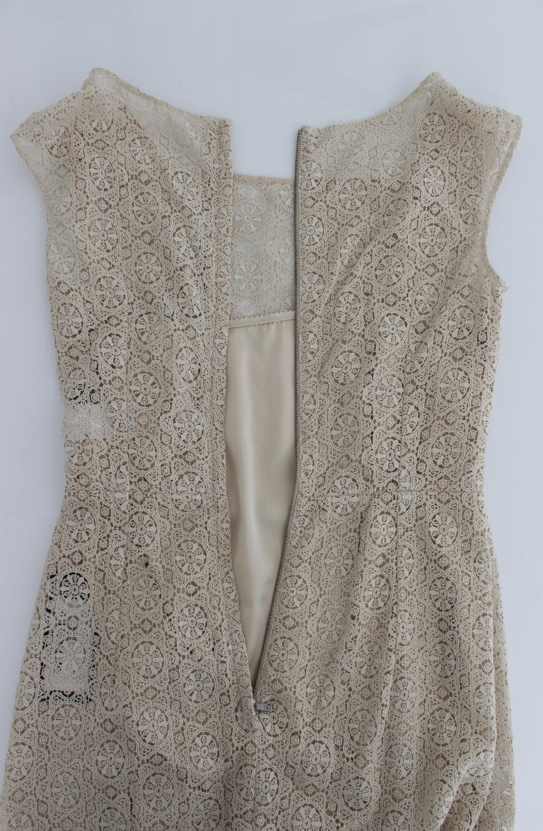 Beiges Etuikleid aus Baumwolle mit Cut-outs von Ricamo